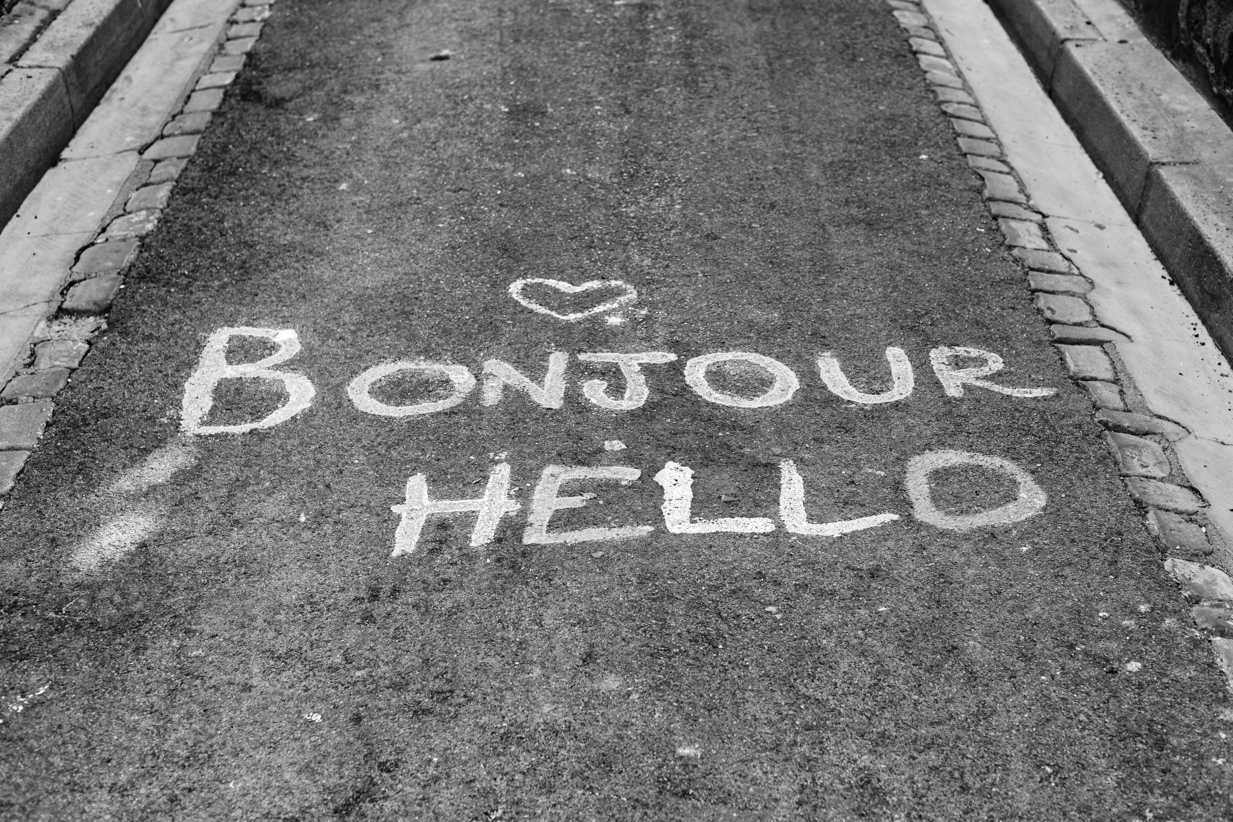 Bonjour Hello Street Art by HelloHappylife — canvas wall art