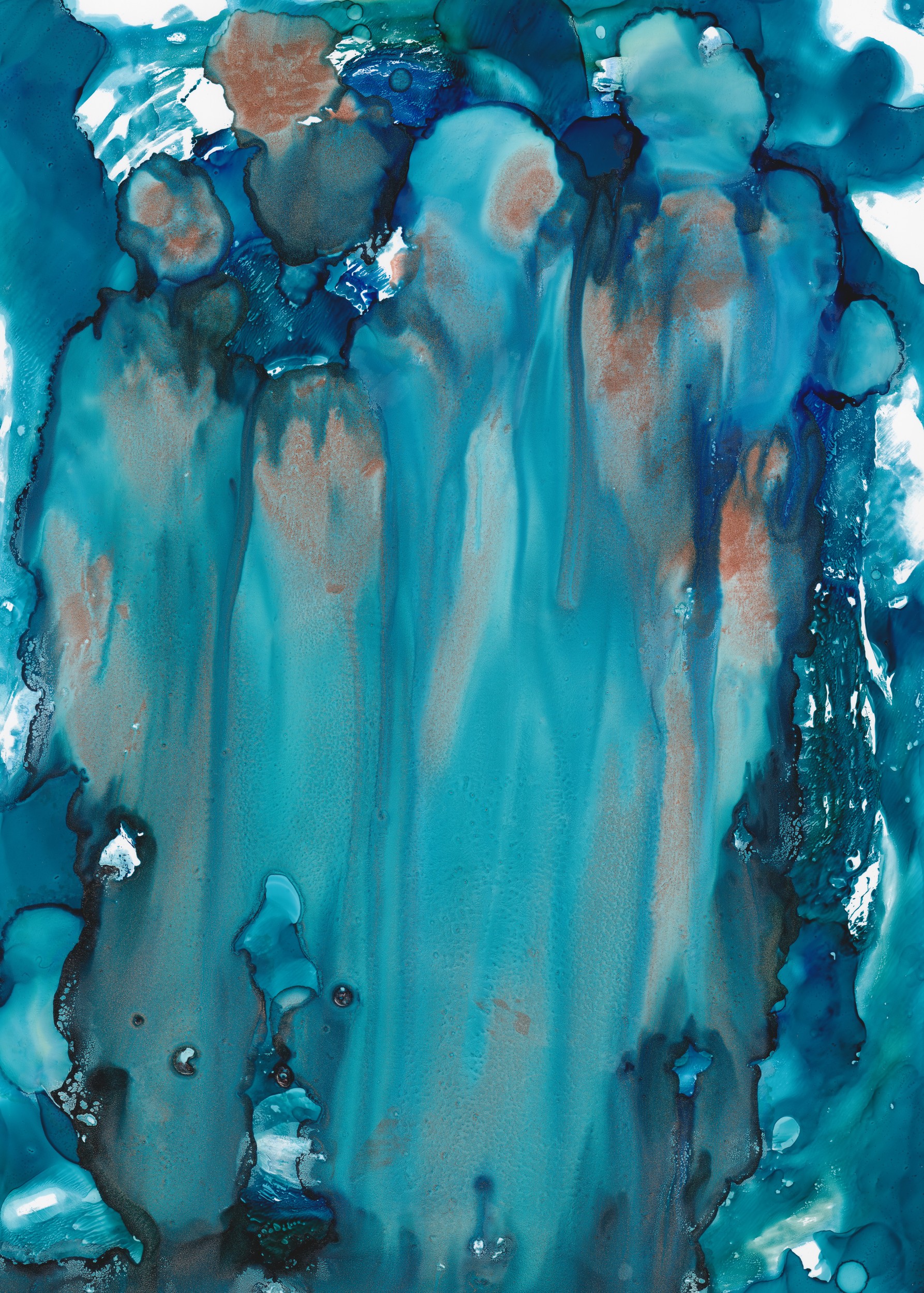 Aqua Metallic Drips by Maira Ribena — canvas wall art