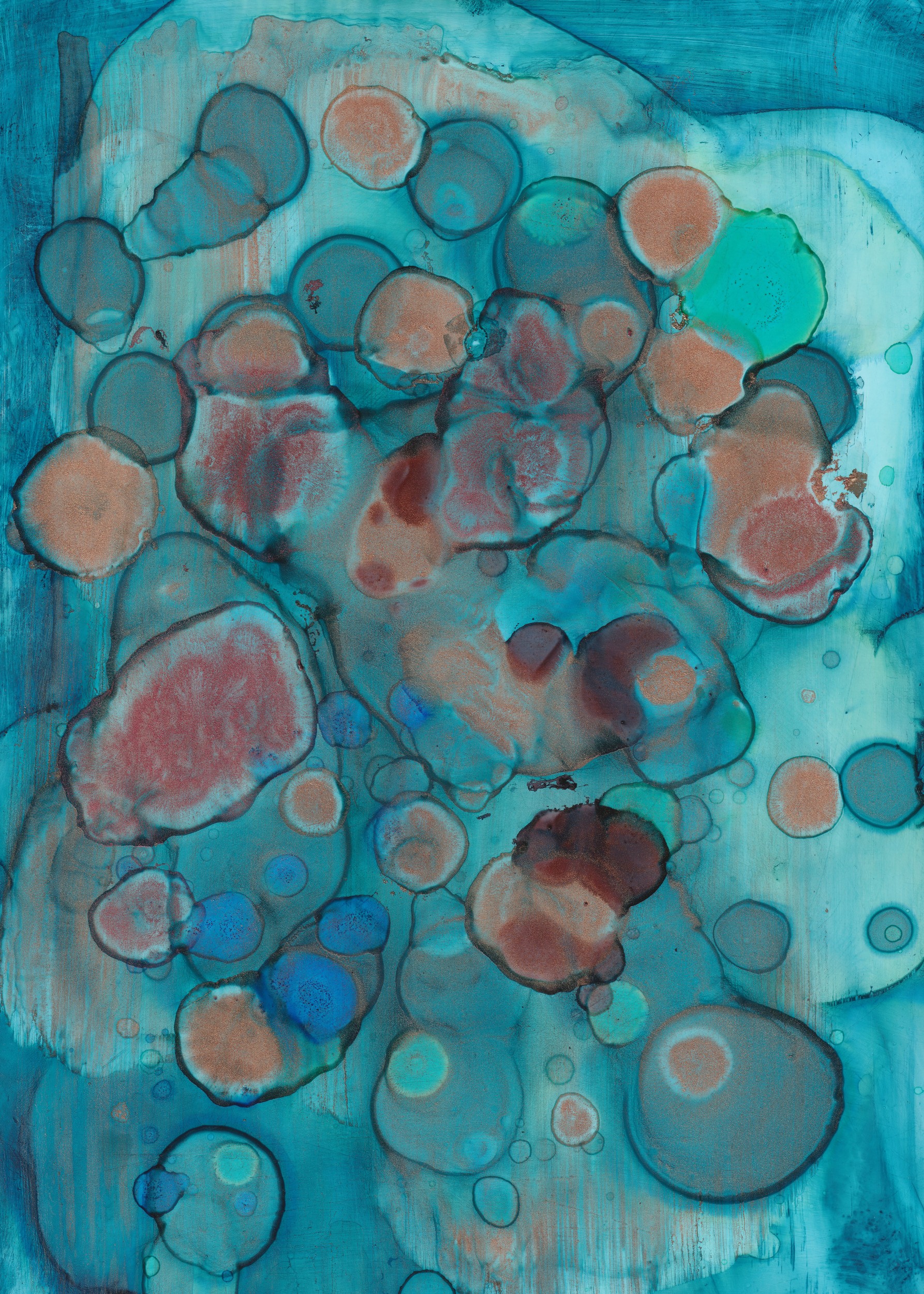 Fluid Teal Bubbles by Maira Ribena — canvas wall art