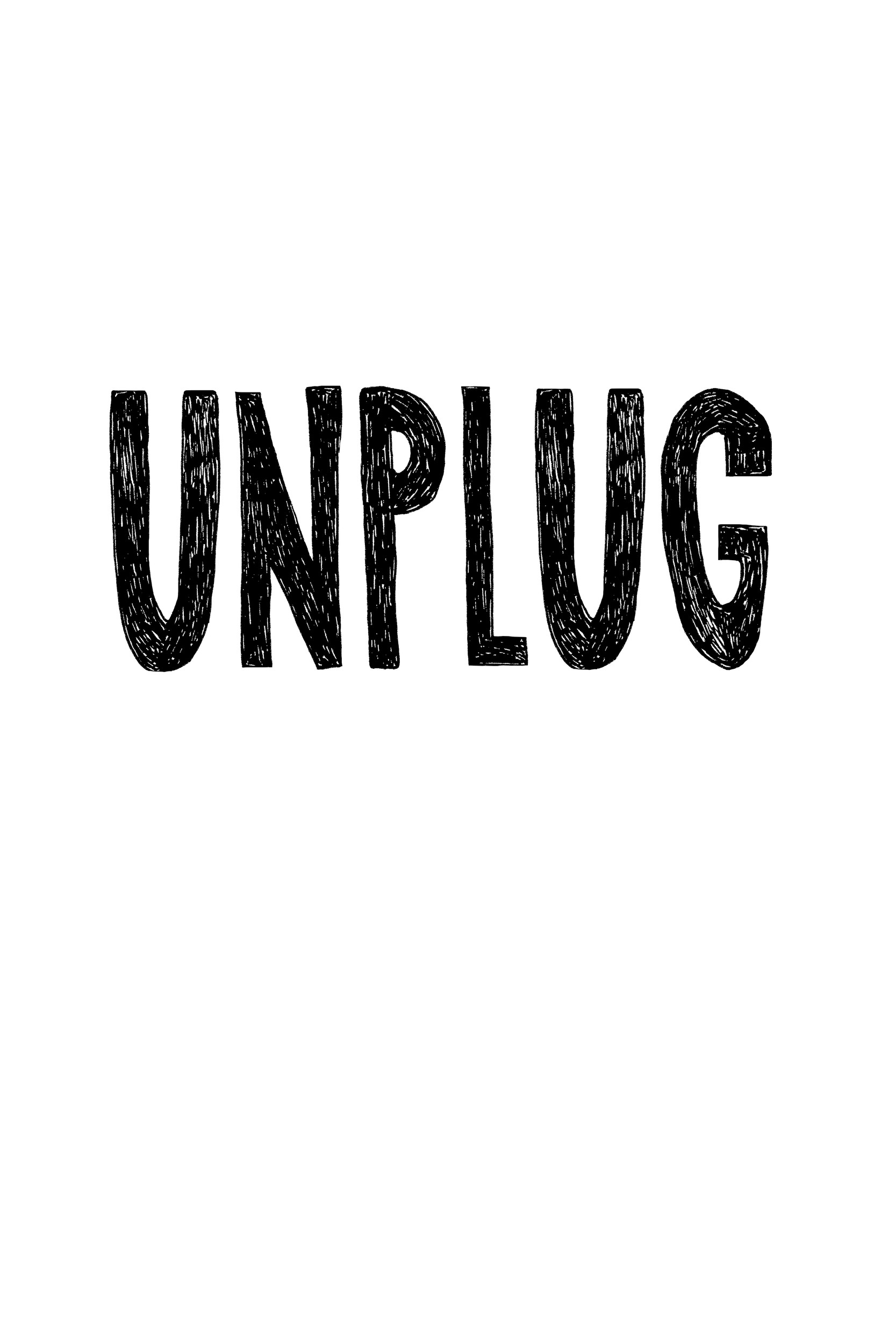 Unplug Handdrawn Text by Hello Elsbeth — canvas wall art