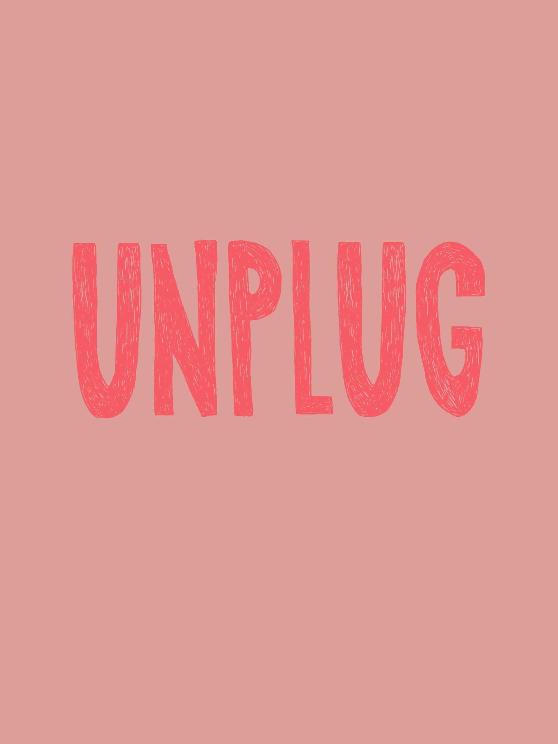 Unplug Pink Typography by Hello Elsbeth — canvas wall art