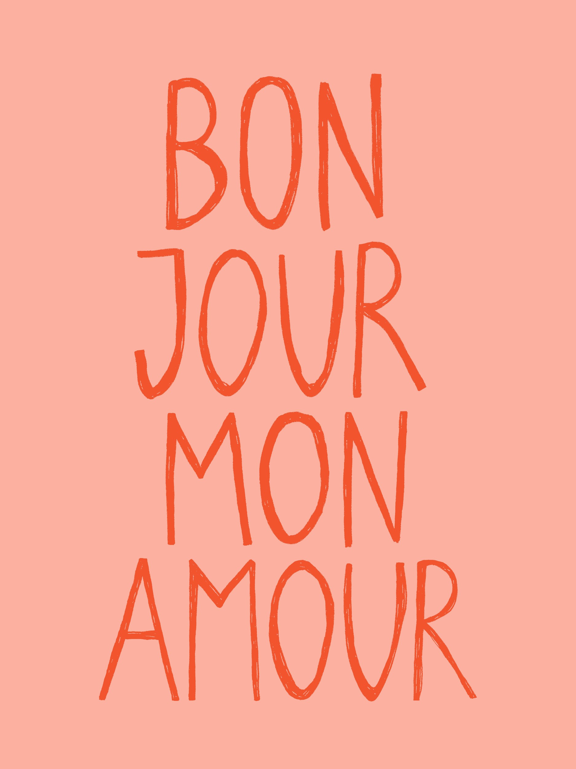 Bonjour Mon Amour Typography by Hello Elsbeth — canvas wall art