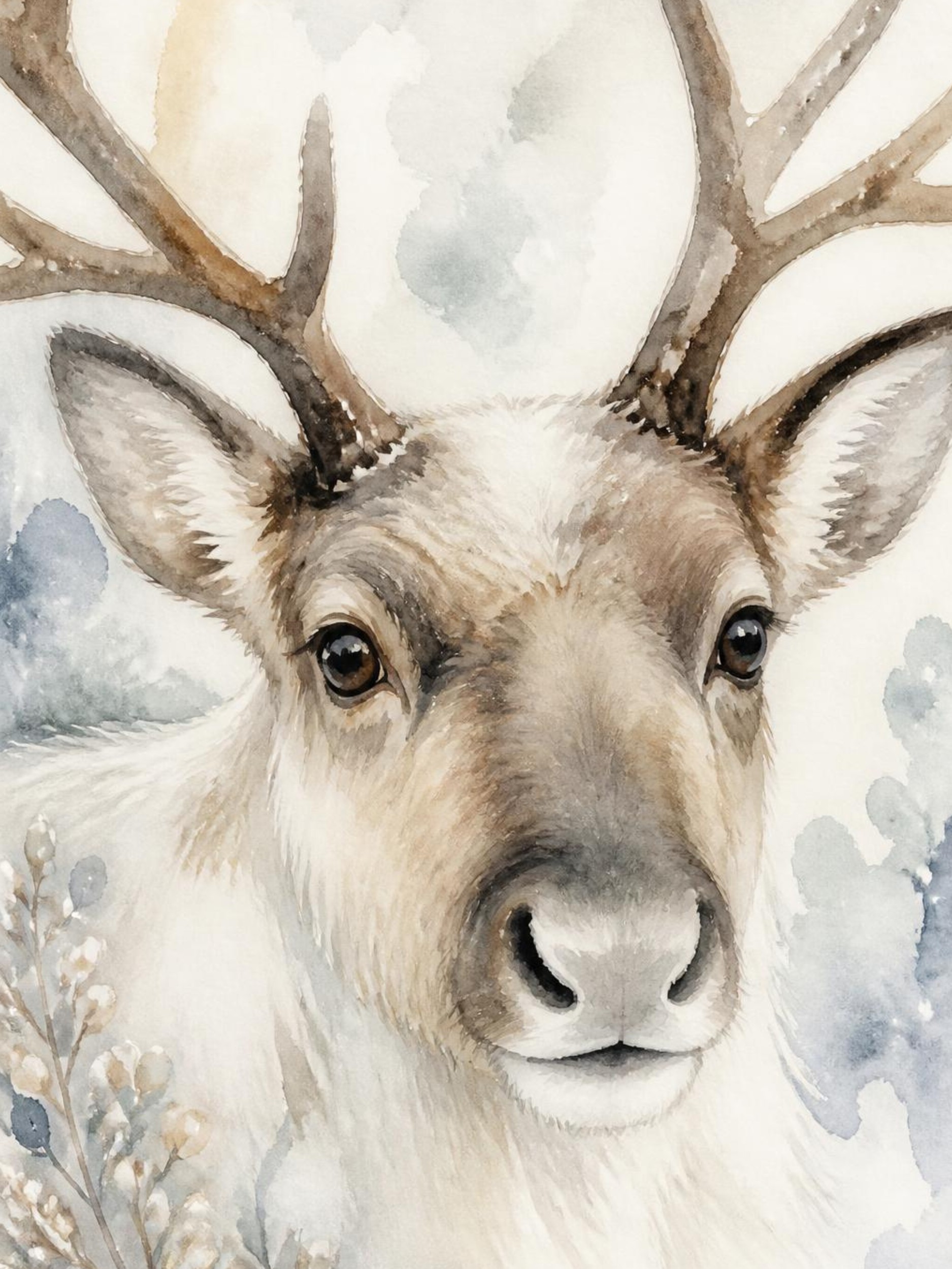 Gentle Winter Reindeer by Ohkimiko — canvas wall art