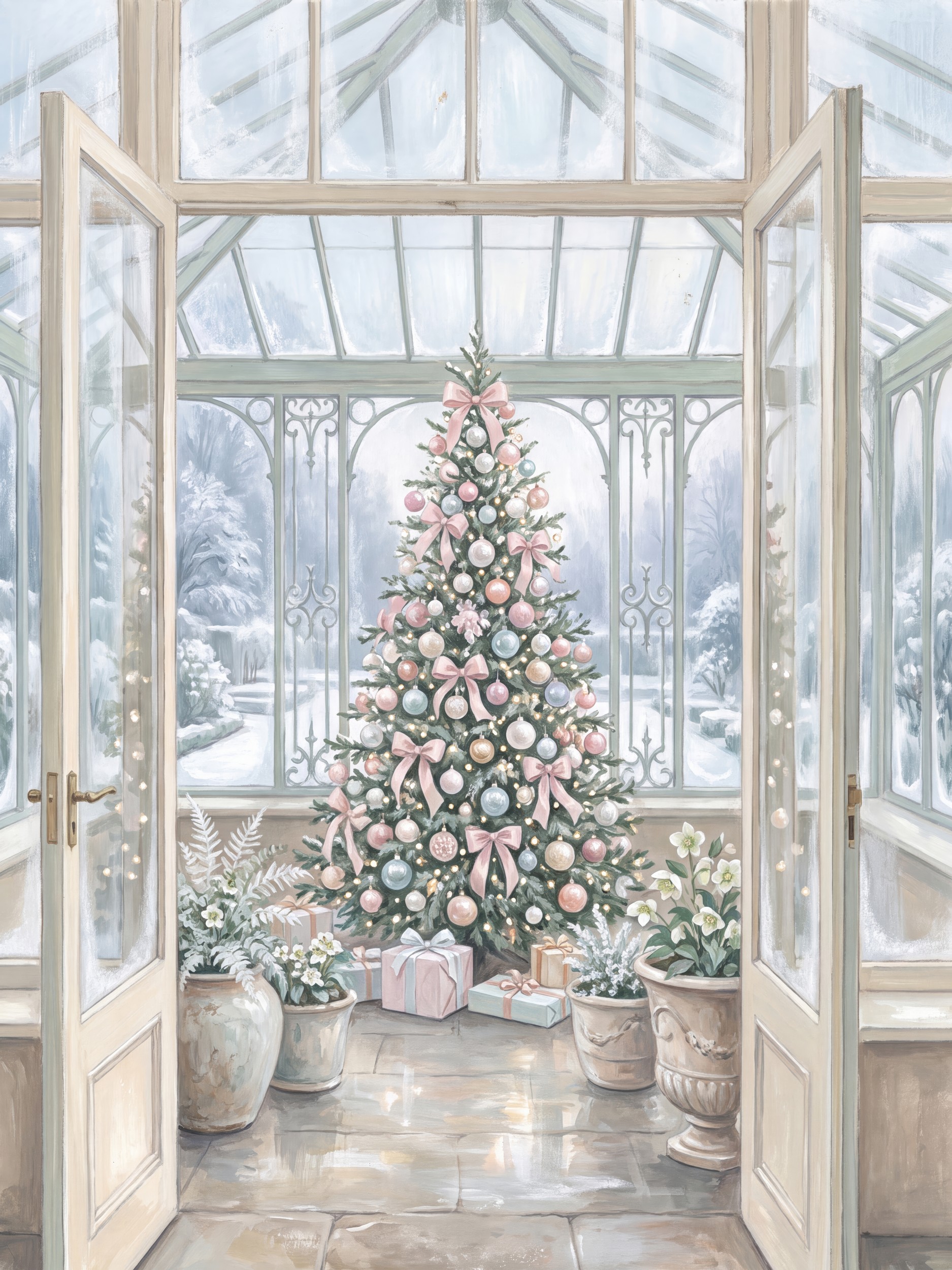 Elegant Christmas Greenhouse by Andreas Magnusson — canvas wall art