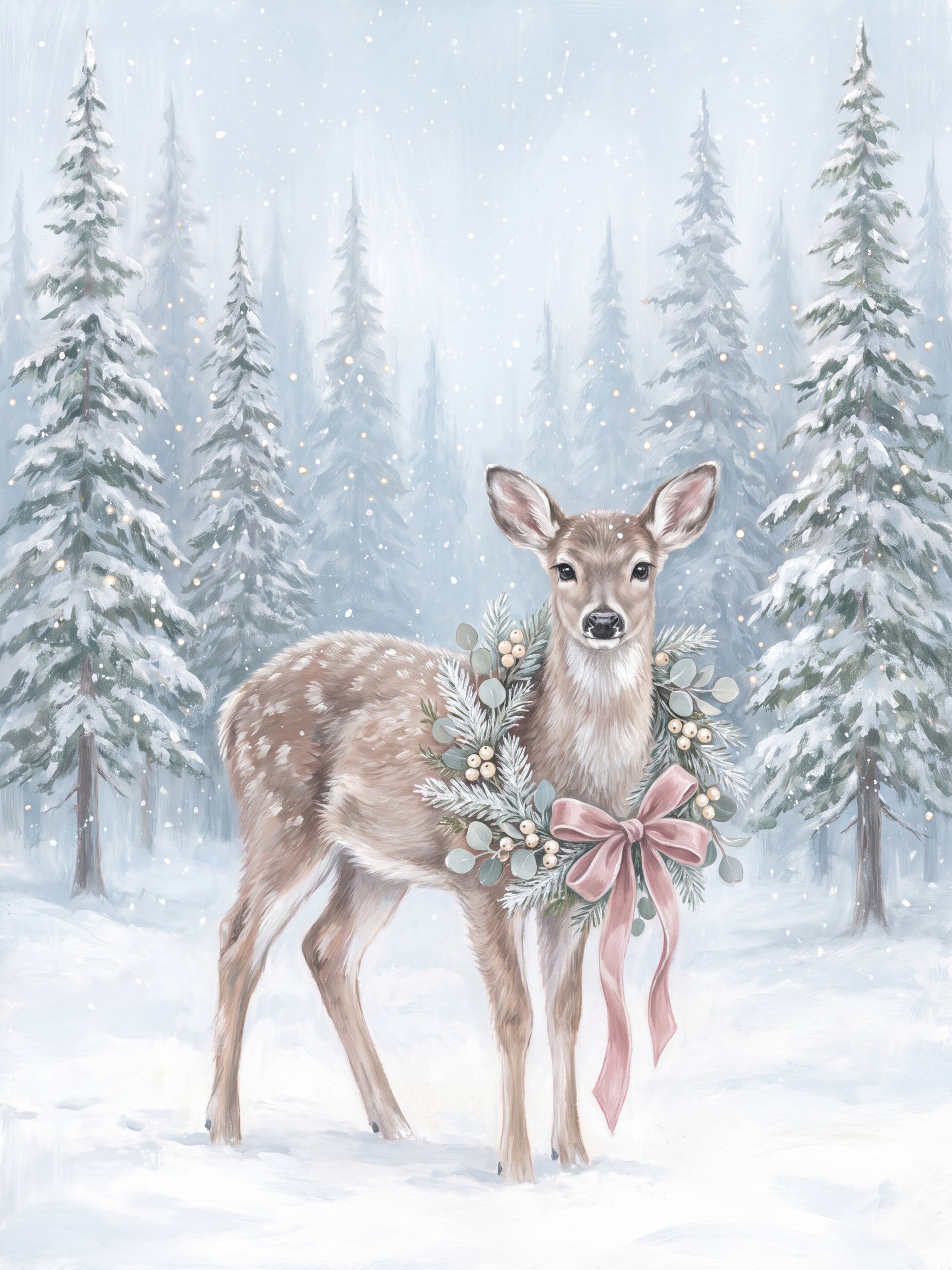 Snowy Fawn Wreath by Andreas Magnusson — canvas wall art