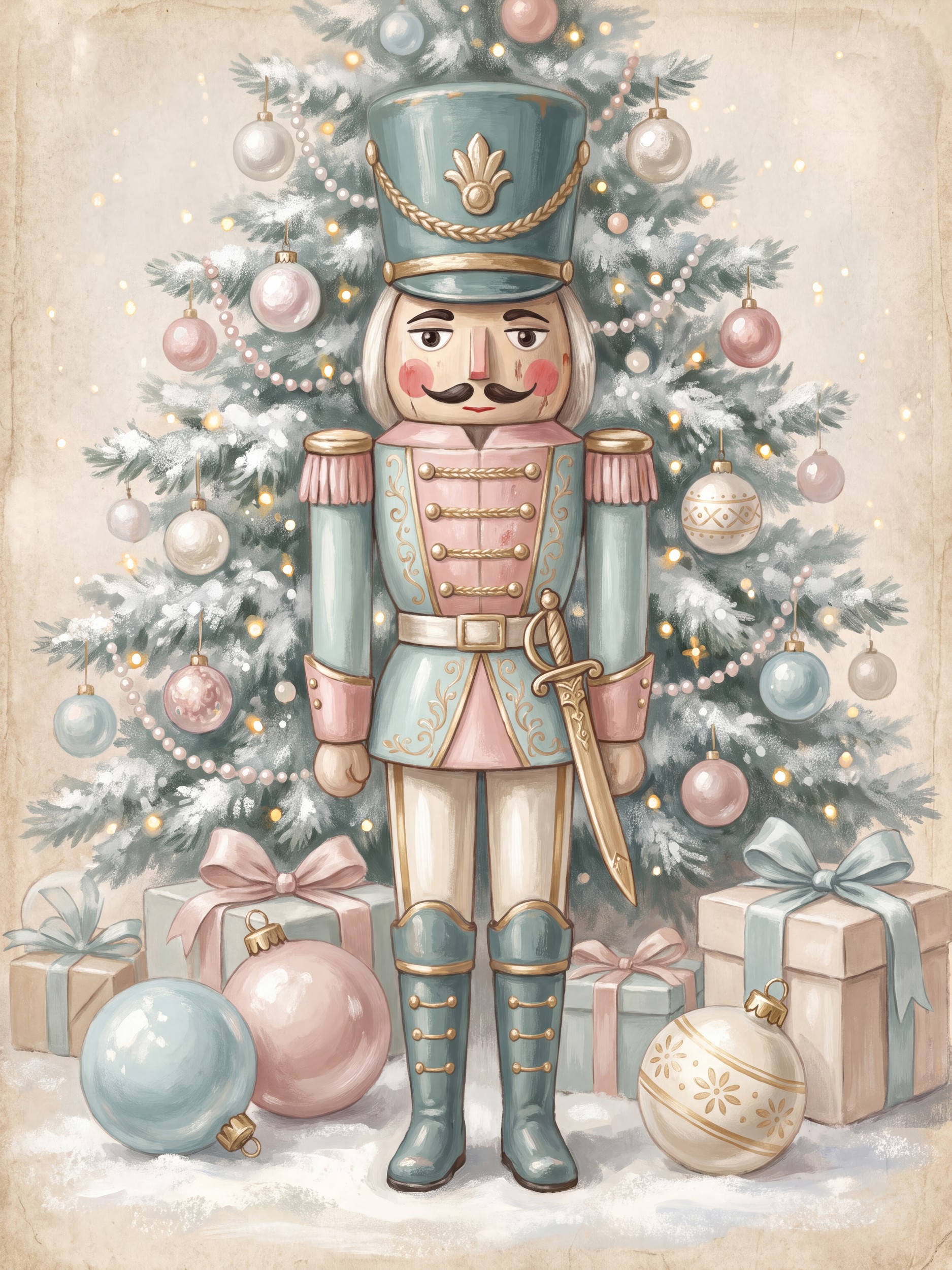 Pastel Nutcracker Christmas by Andreas Magnusson — canvas wall art