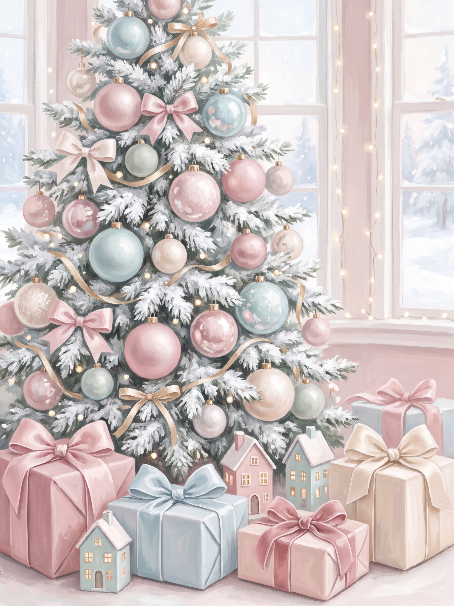 Pastel Christmas Tree Gifts by Andreas Magnusson — canvas wall art