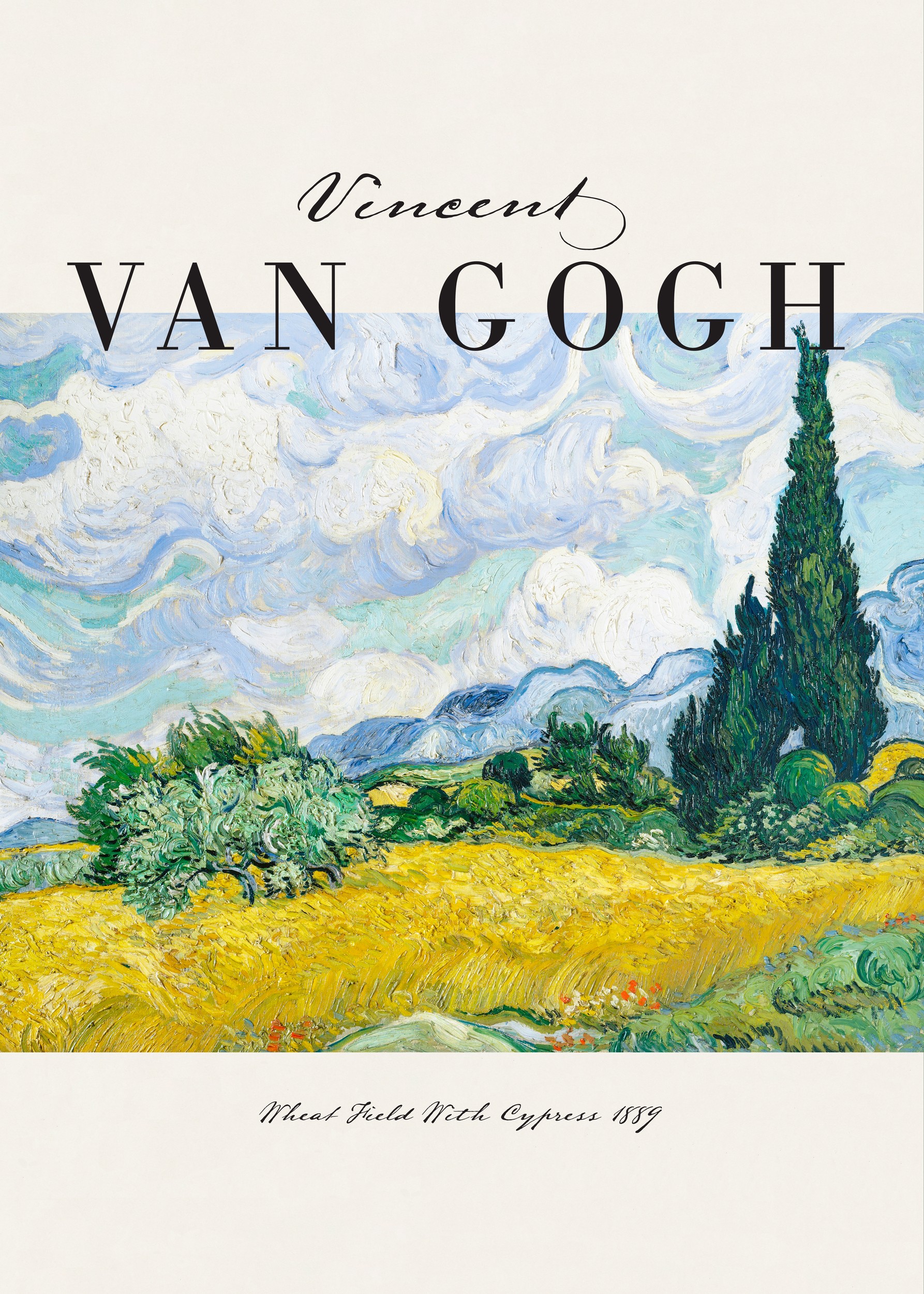 Golden Wheat Field Cypresses by Vincent Van Gogh — canvas wall art