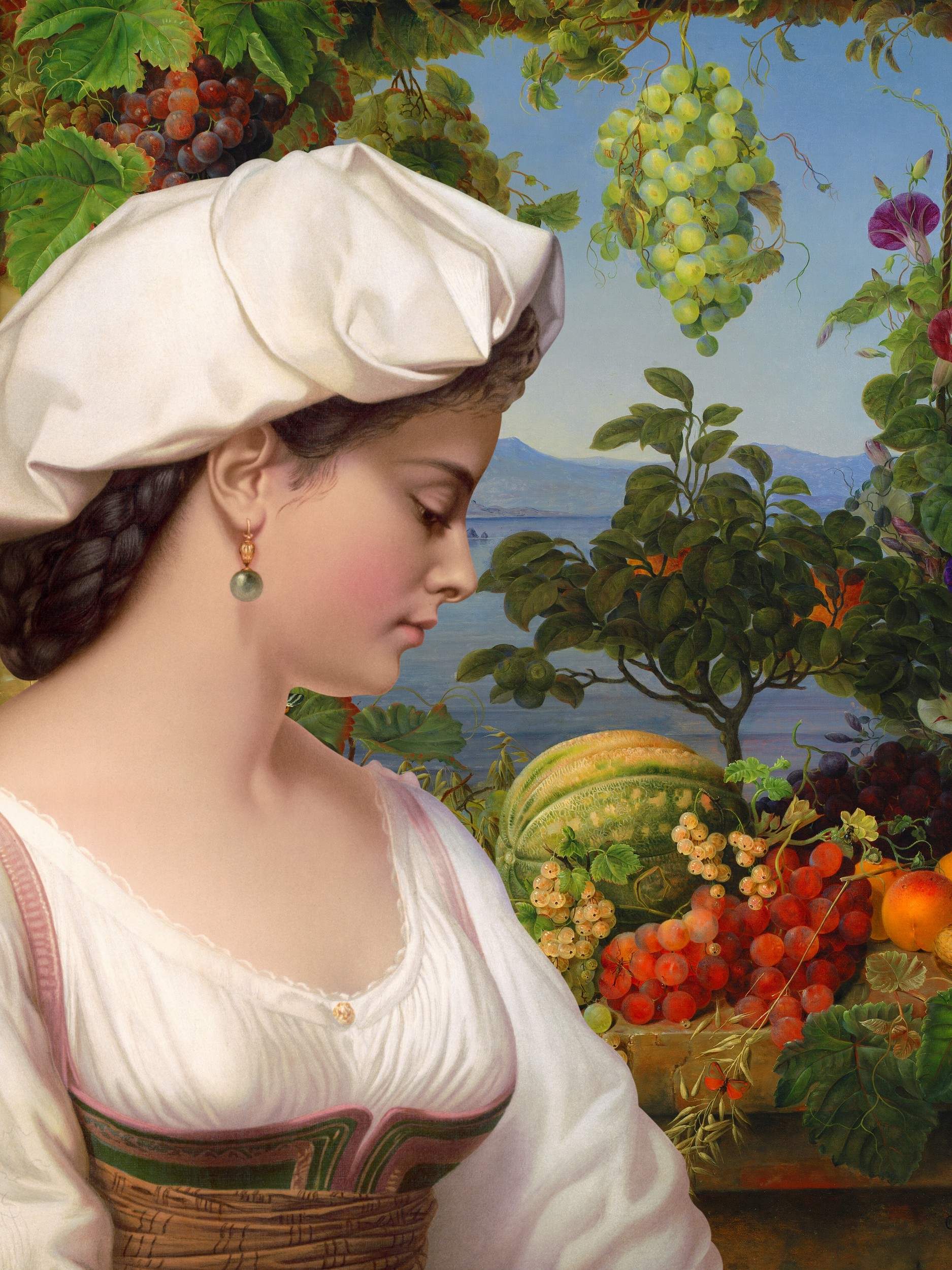 Italian Woman With Fruit by Marja van den Hurk — canvas wall art