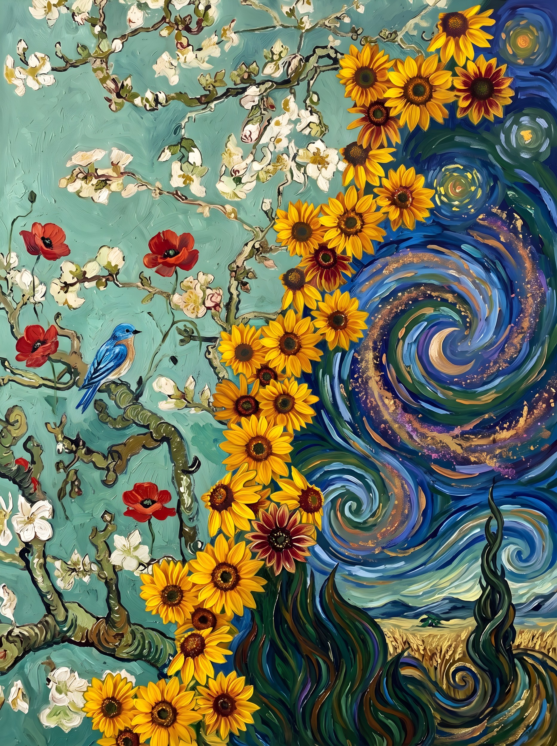 Blossoms and Starry Night by HUGO — canvas wall art