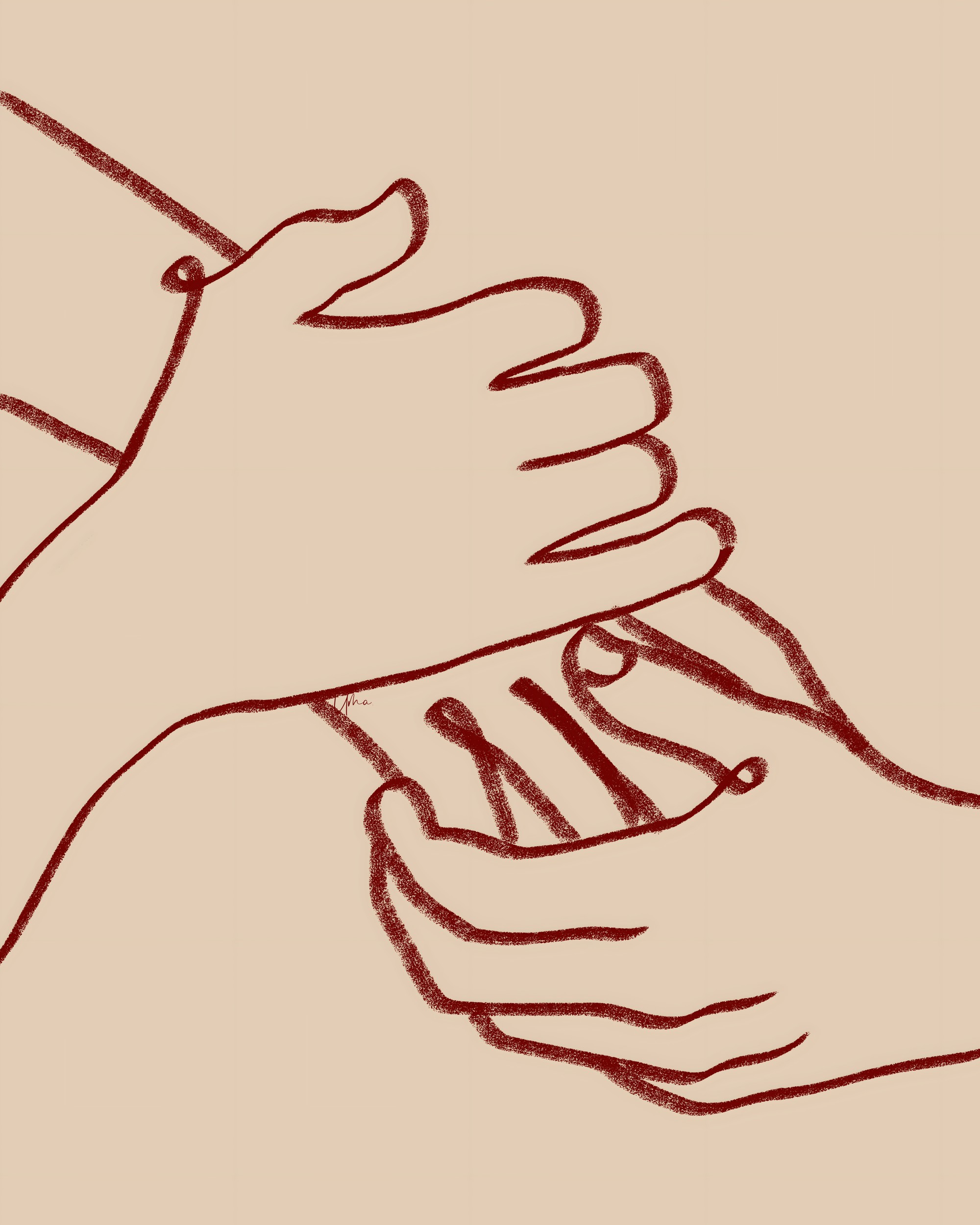 Gentle Hand Touch by Uma Gokhale — canvas wall art