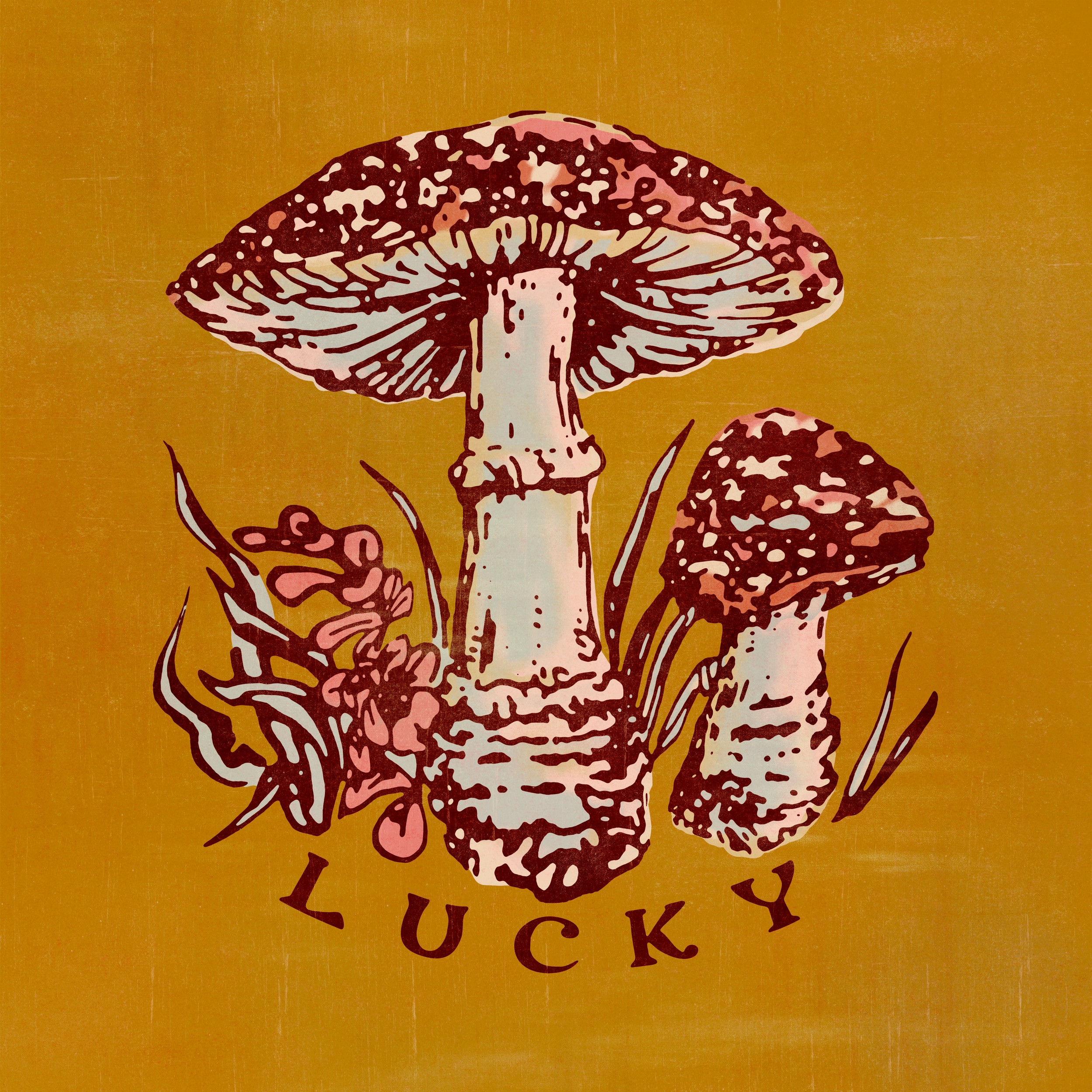 Vintage Lucky Mushrooms by Katariina Kosunen — canvas wall art