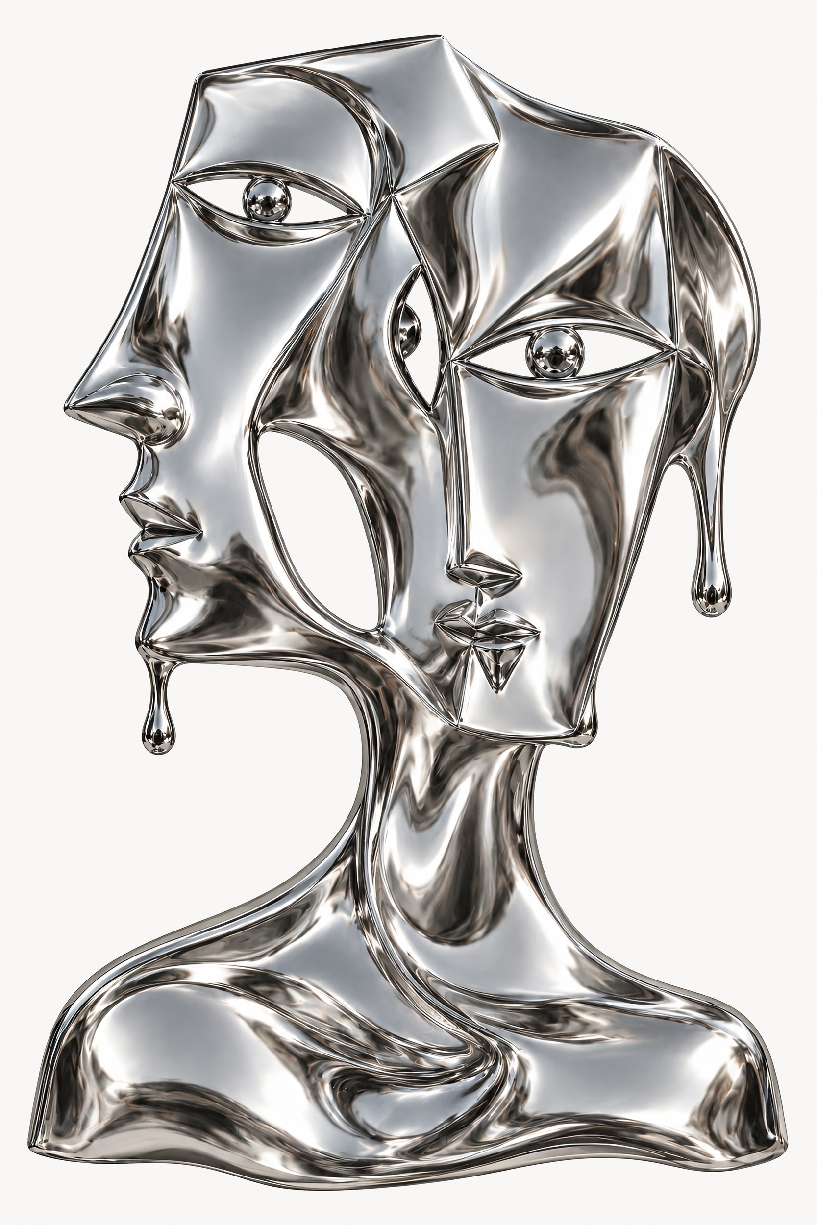 Fluid Metallic Faces by Treechild — canvas wall art