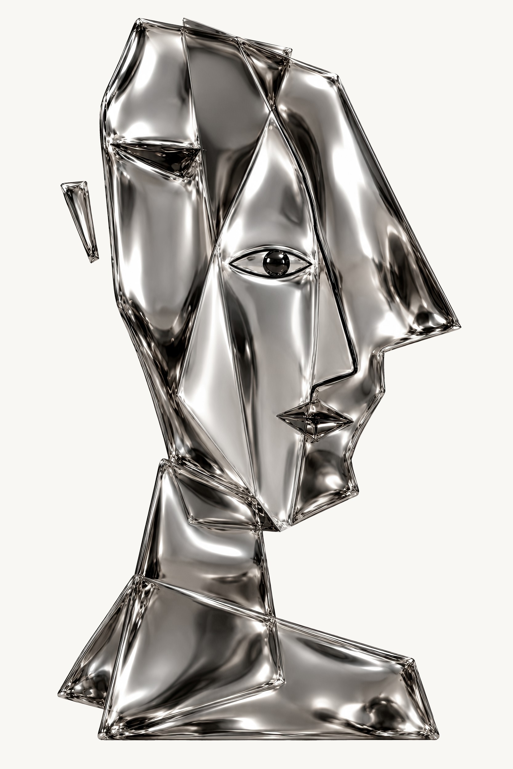 Geometric Silver Face by Treechild — canvas wall art