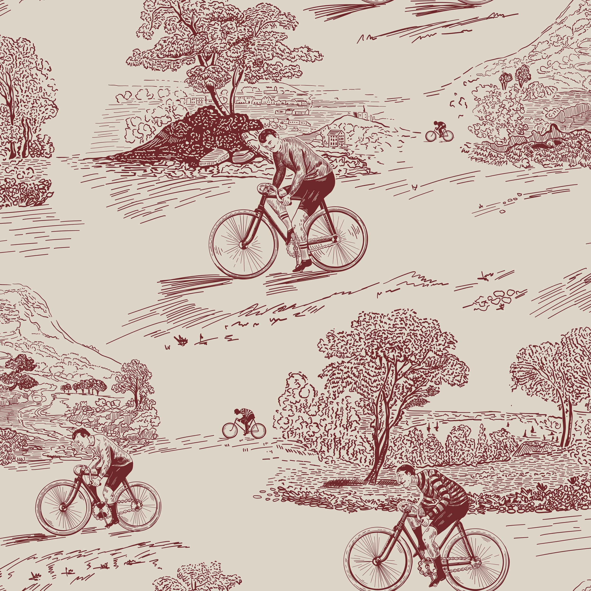 Vintage Cycling Landscape by Alexandra Weise — canvas wall art