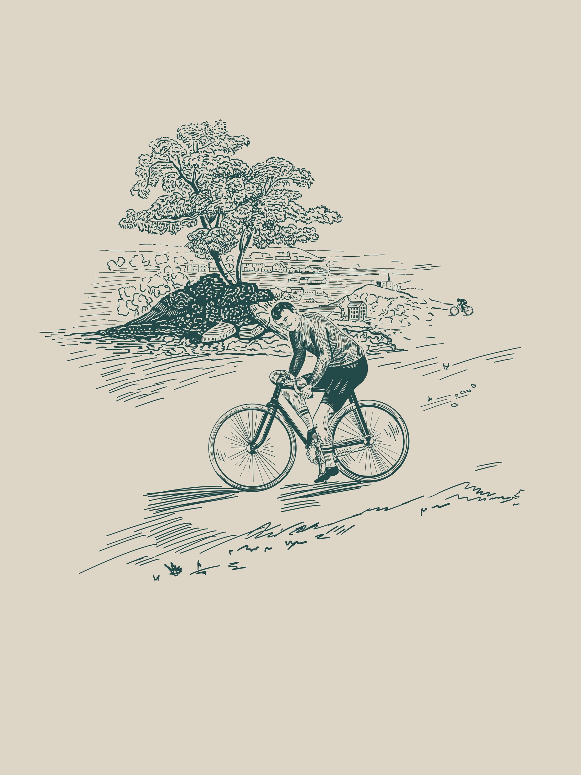 Vintage Cyclist Landscape by Alexandra Weise — canvas wall art