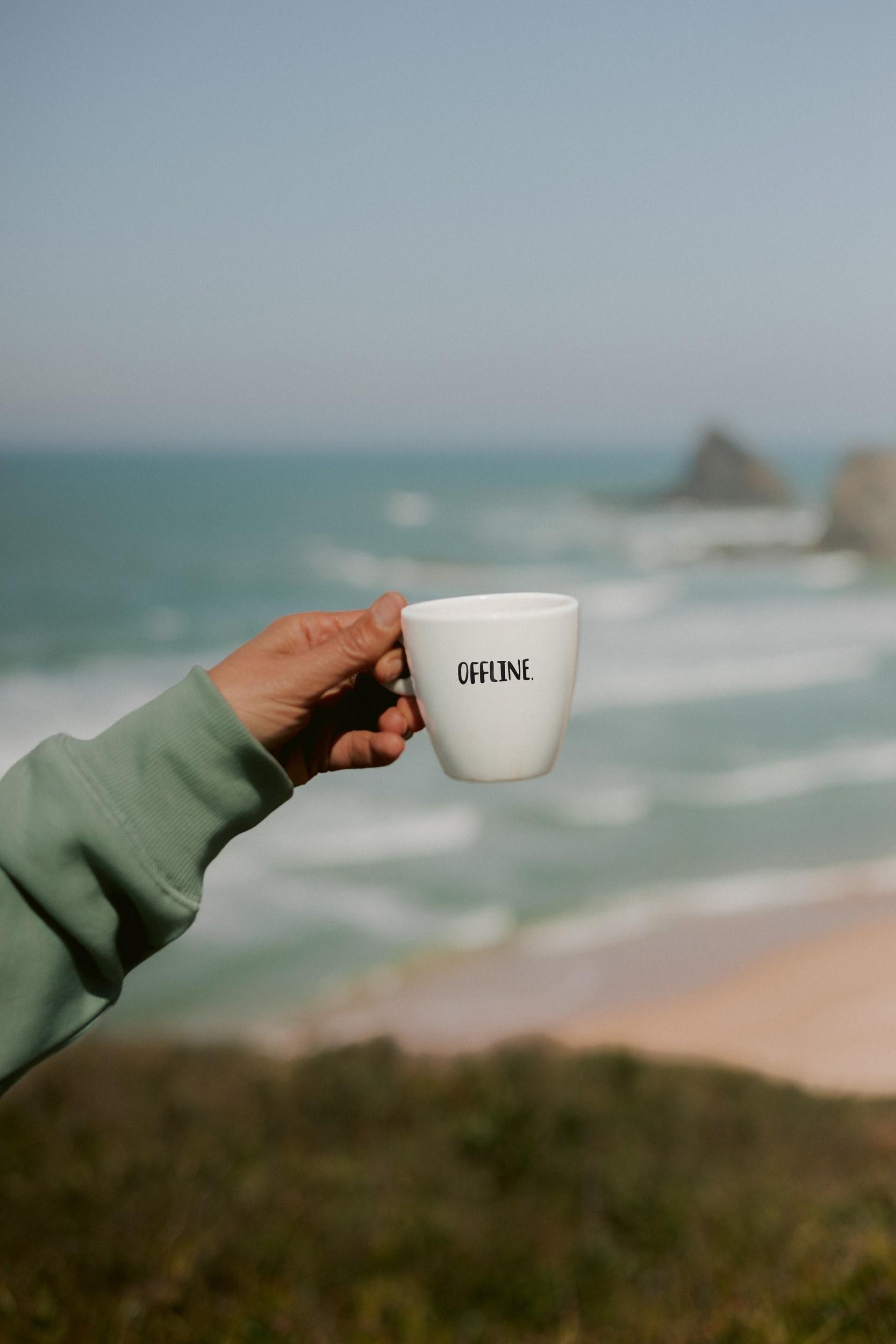 Offline Cup Ocean View by HelloHappylife — canvas wall art