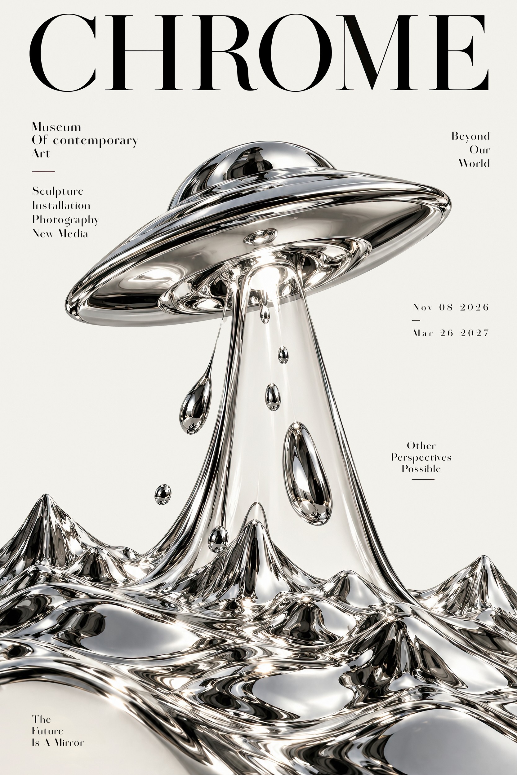 Chrome UFO Landscape by Treechild — canvas wall art