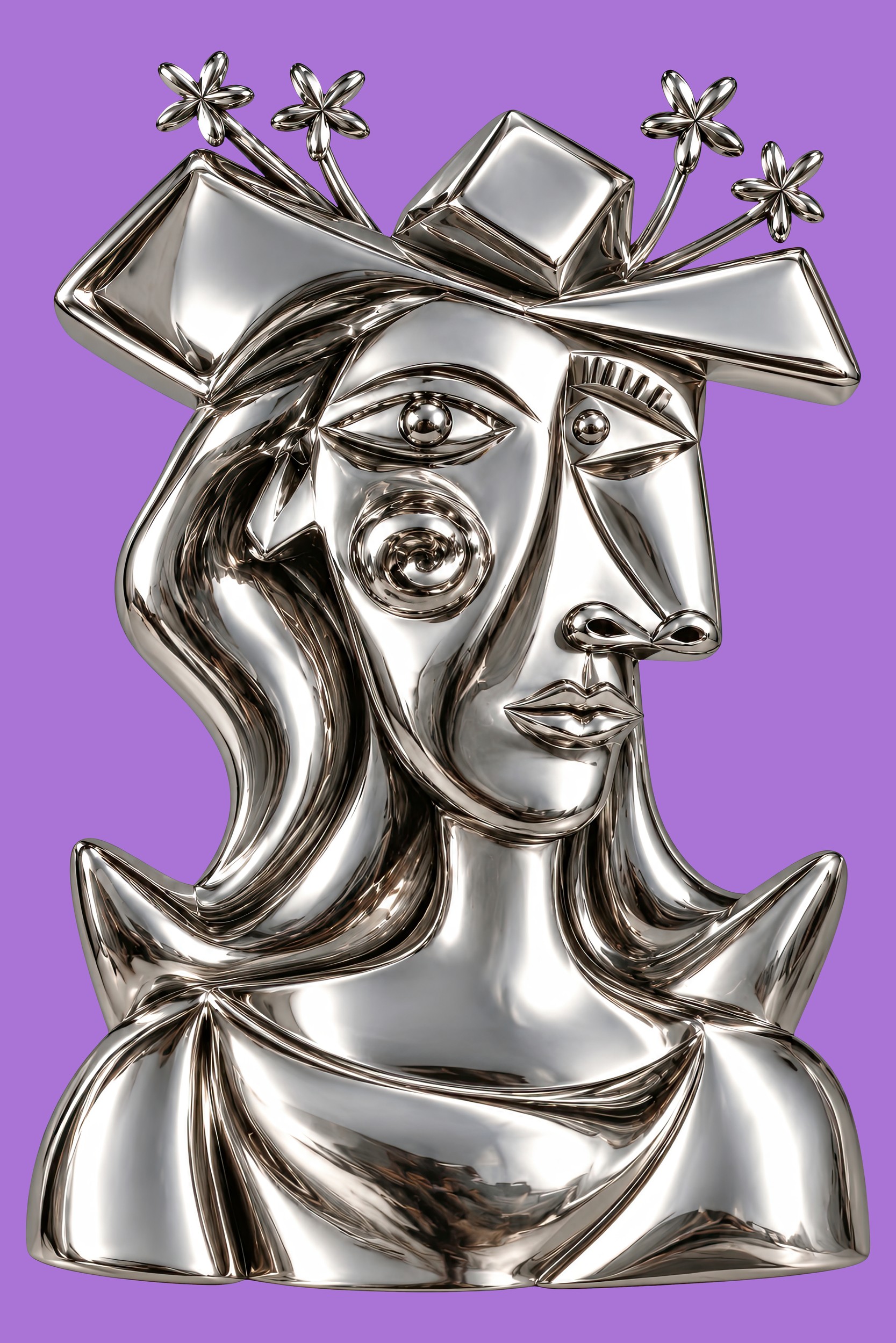 Silver Abstract Woman by Treechild — canvas wall art