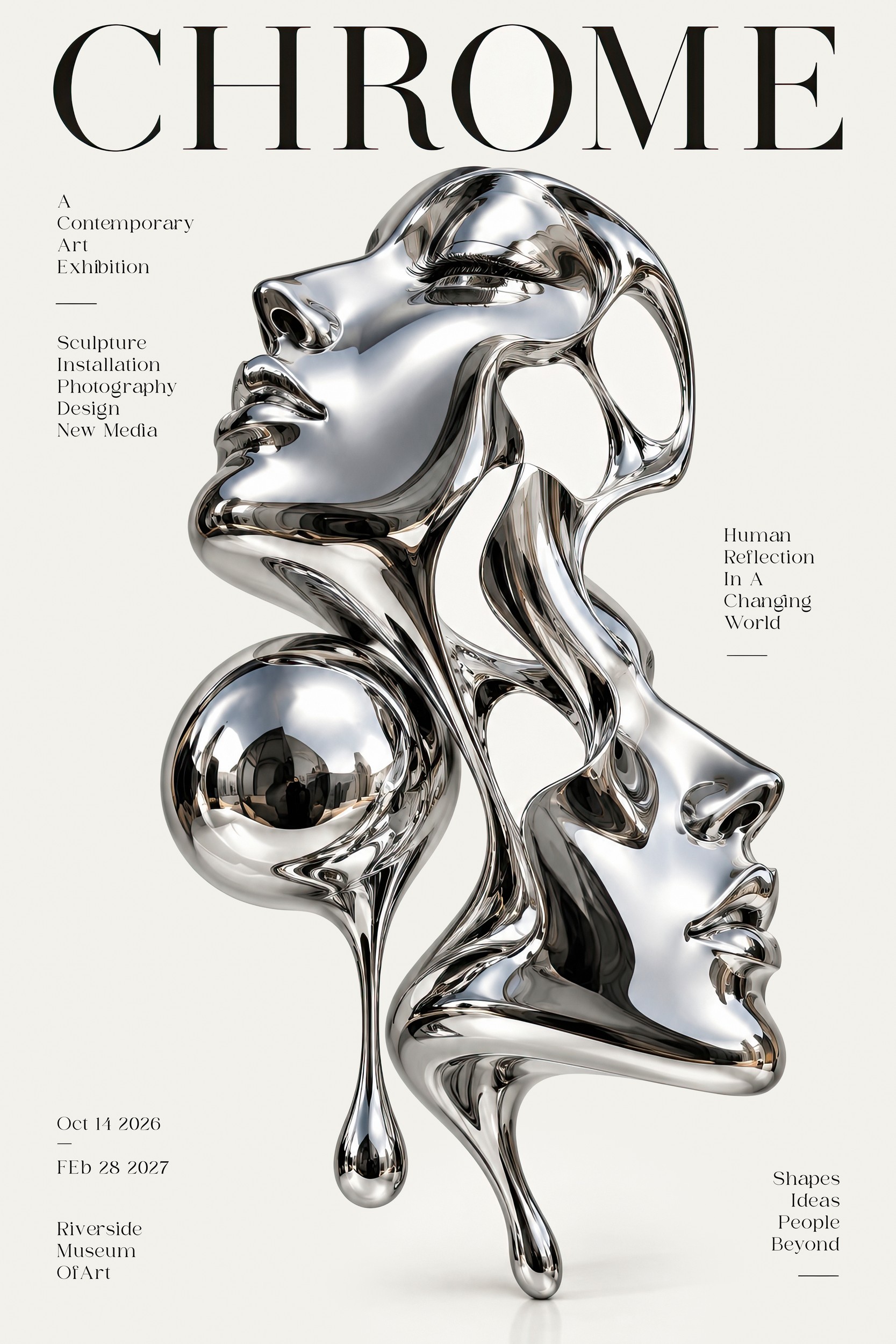 Reflective Chrome Faces by Treechild — canvas wall art
