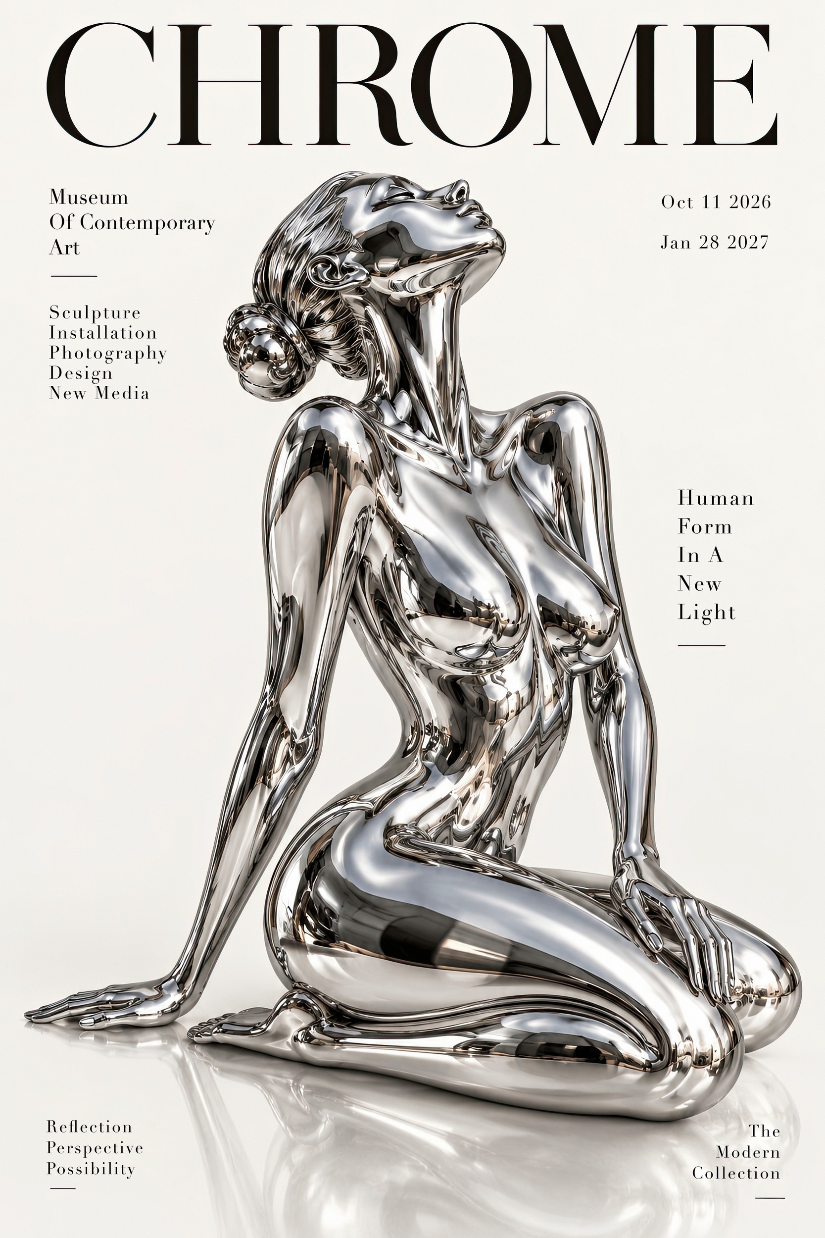 Chrome Woman Sculpture by Treechild — canvas wall art