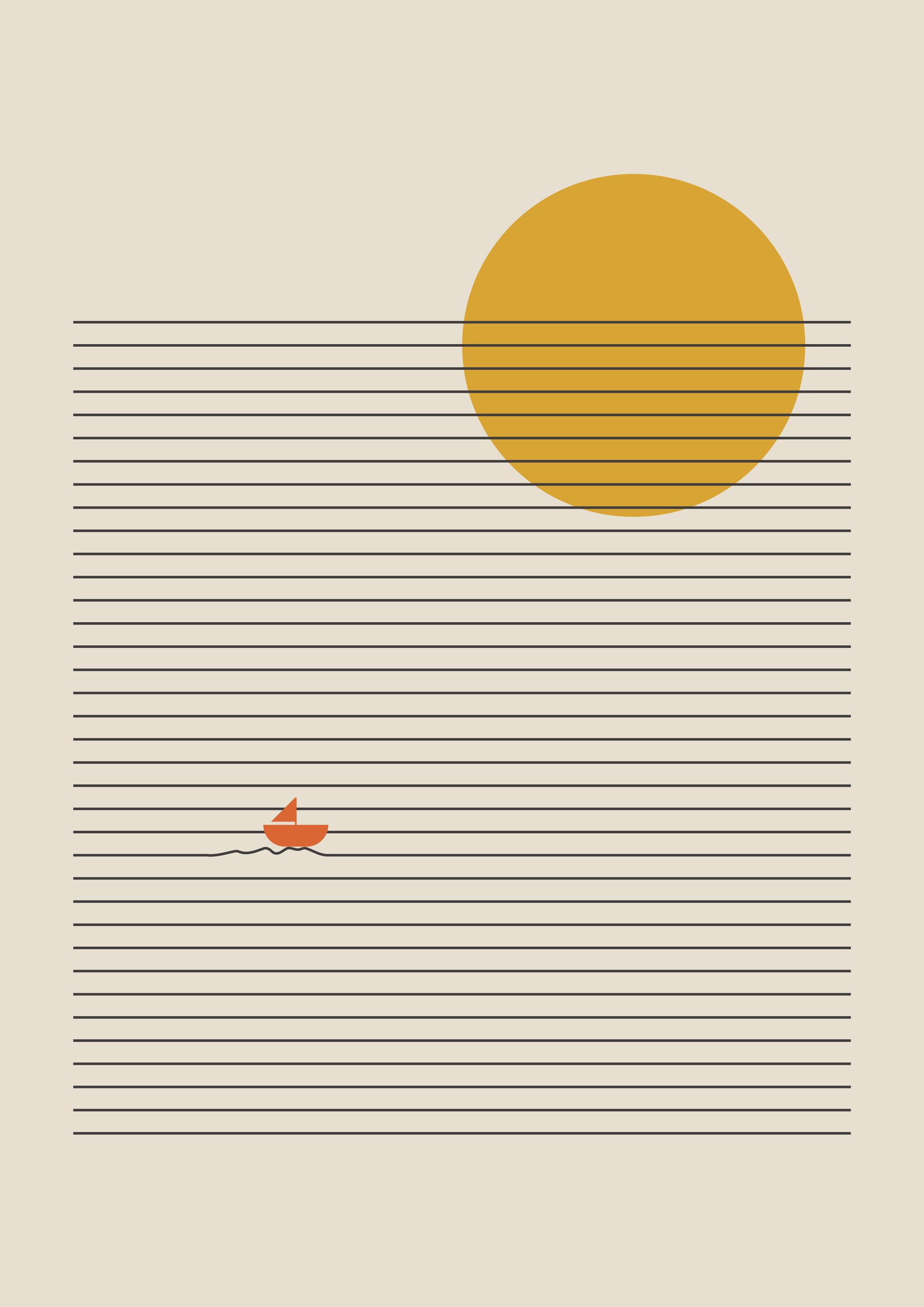 Minimalist Sun Boat by Lisa Solomoniuk — canvas wall art