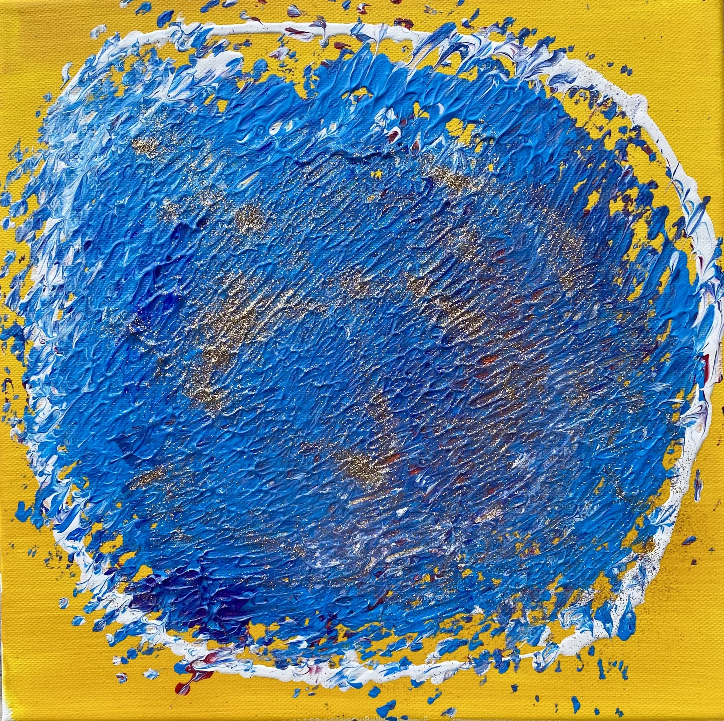 Blue Gold Textured Abstract by Maria-Tia Andron — canvas wall art