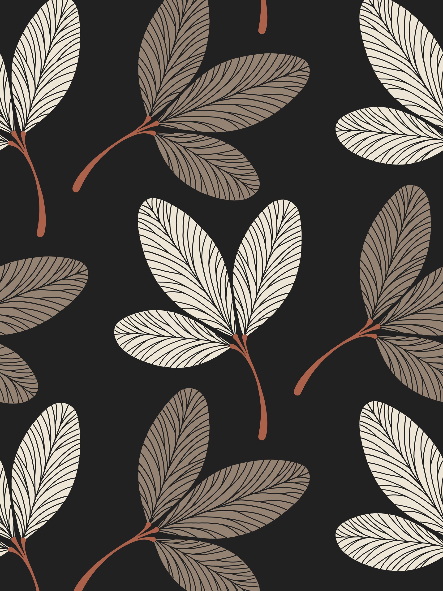 Elegant Botanical Leaf Pattern by Krisztina Jung — canvas wall art