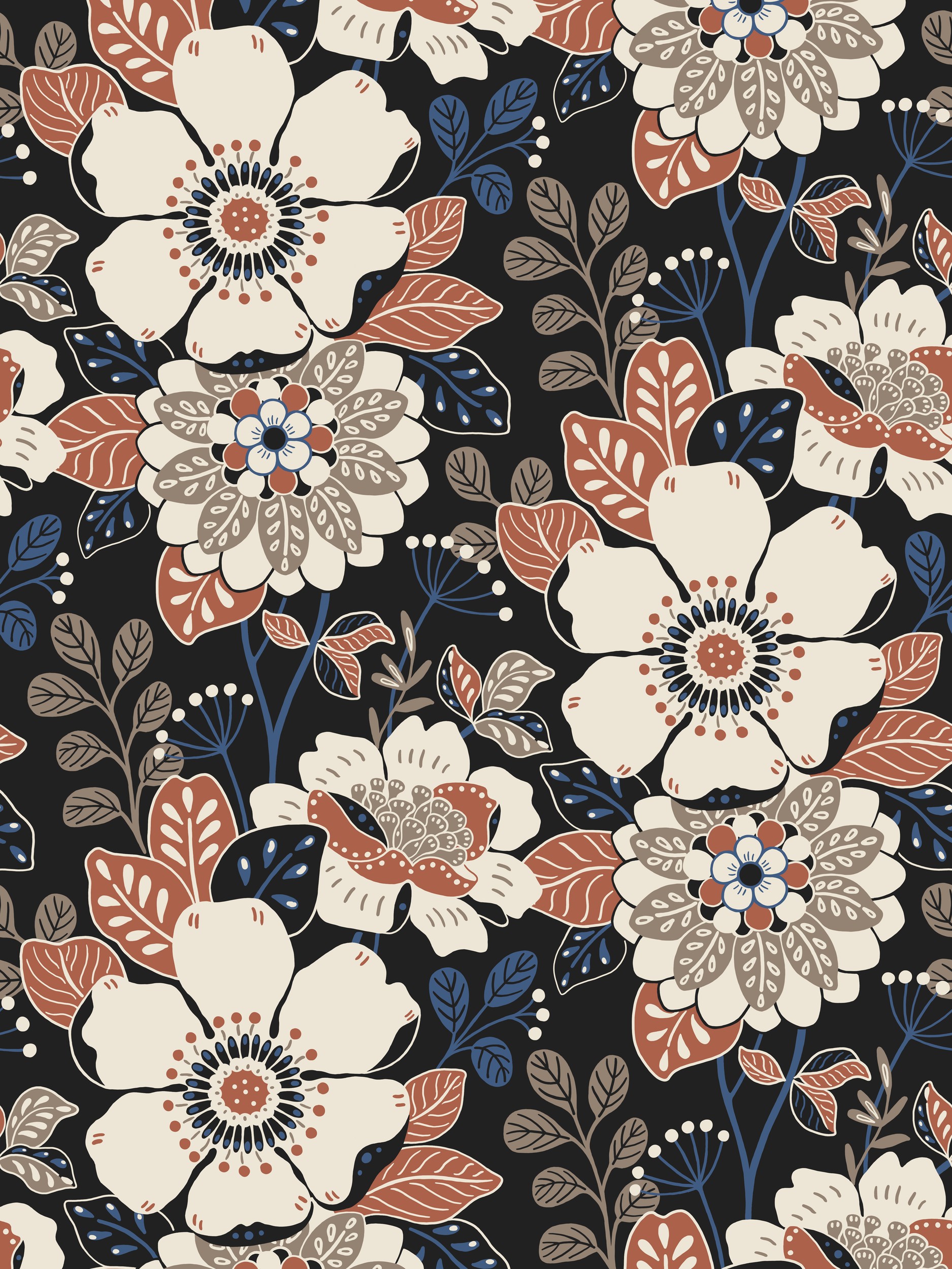 Vintage Dark Floral Pattern by Krisztina Jung — canvas wall art