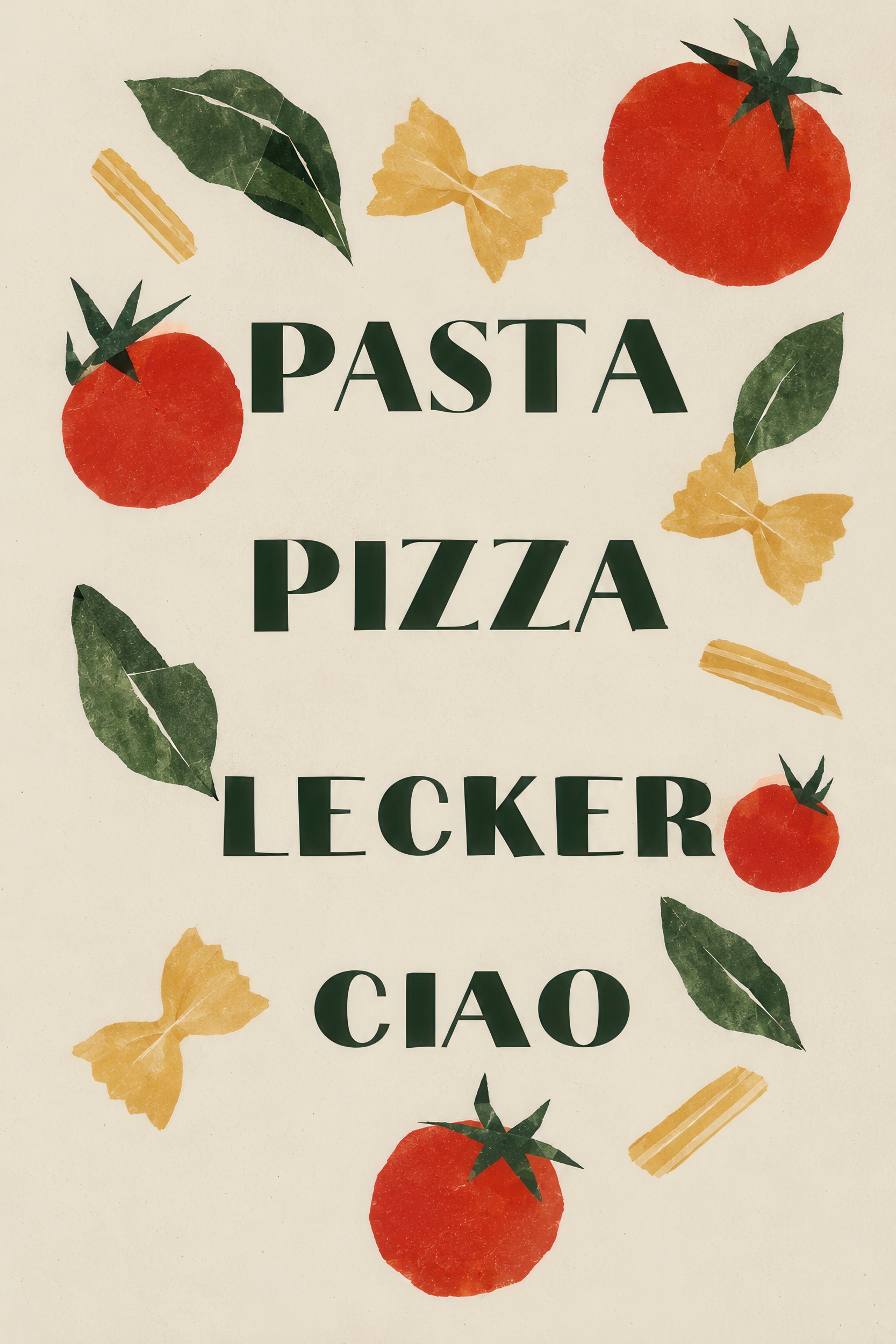 Pasta Pizza Lecker by Treechild — canvas wall art