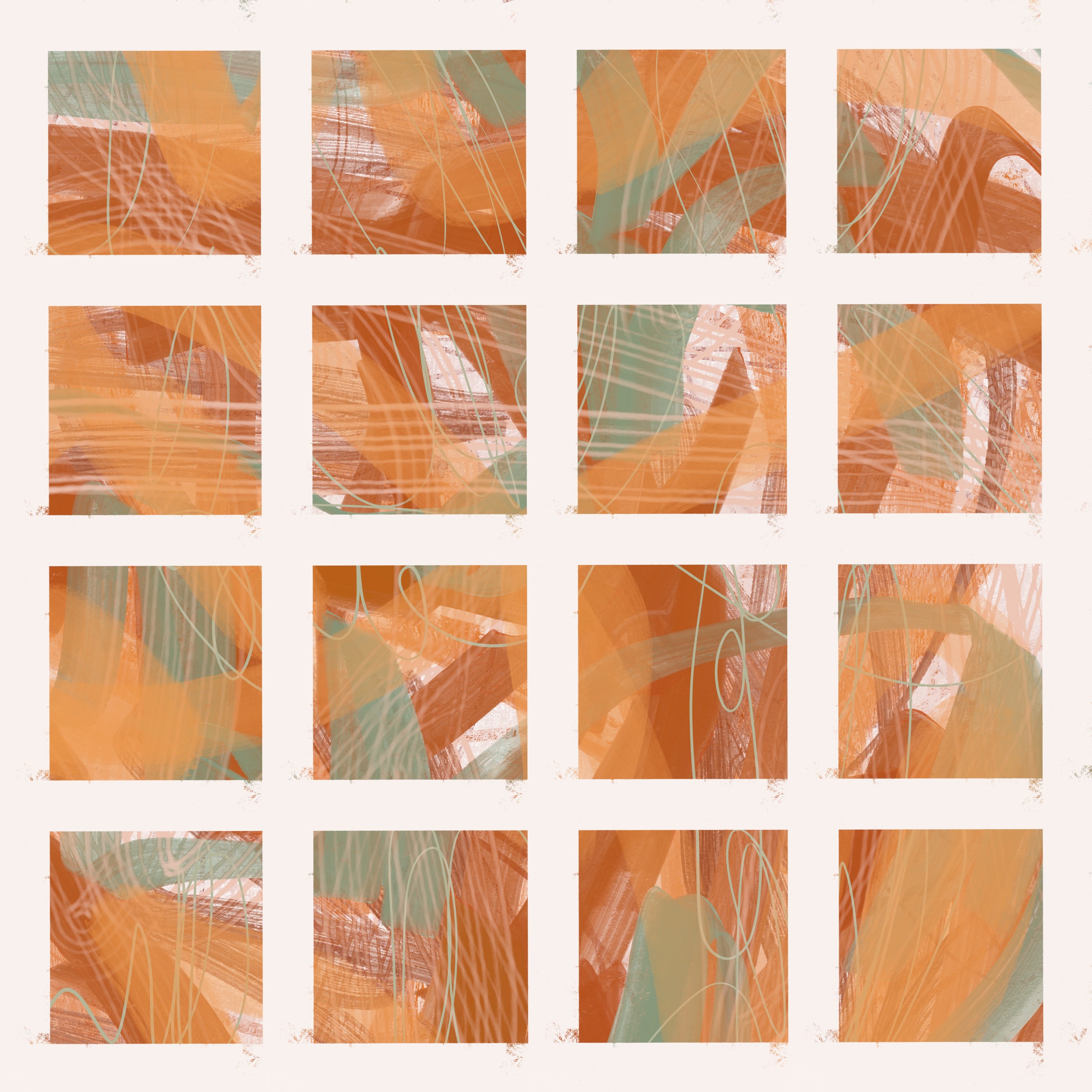 Warm Brushstroke Grid by MANSI SAXENA — canvas wall art