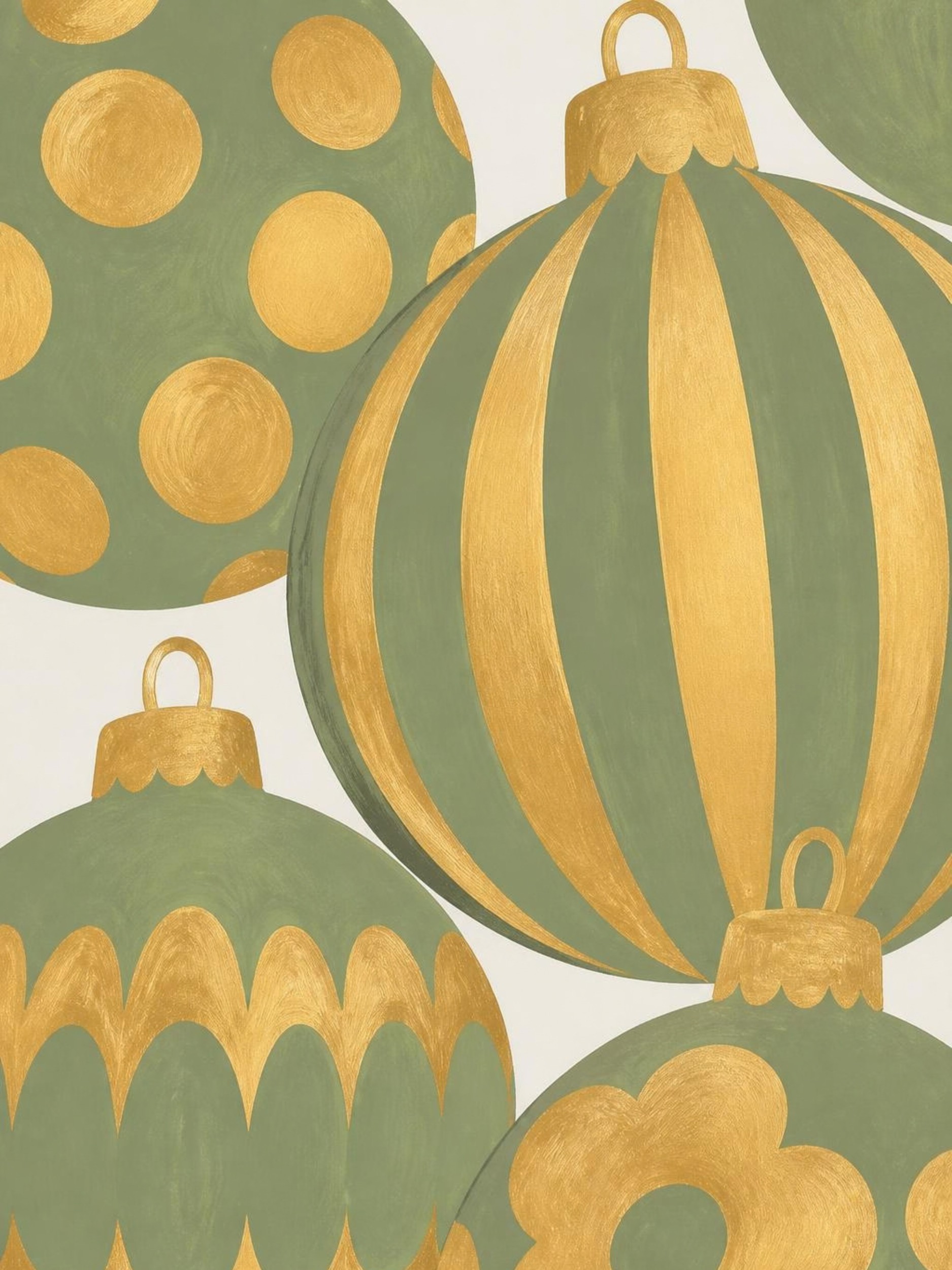 Gold Green Ornaments by Ohkimiko — canvas wall art