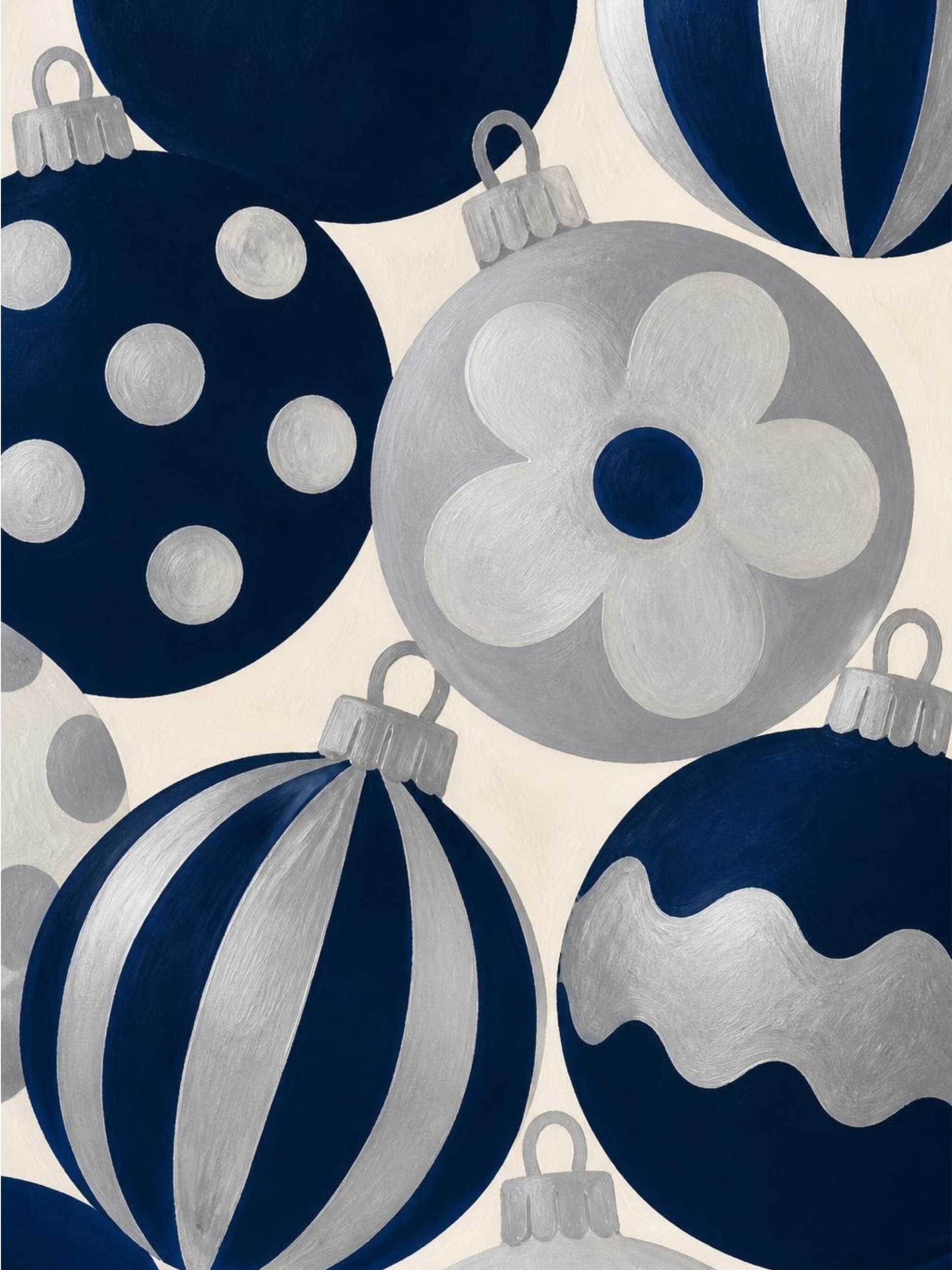 Blue Silver Ornaments by Ohkimiko — canvas wall art