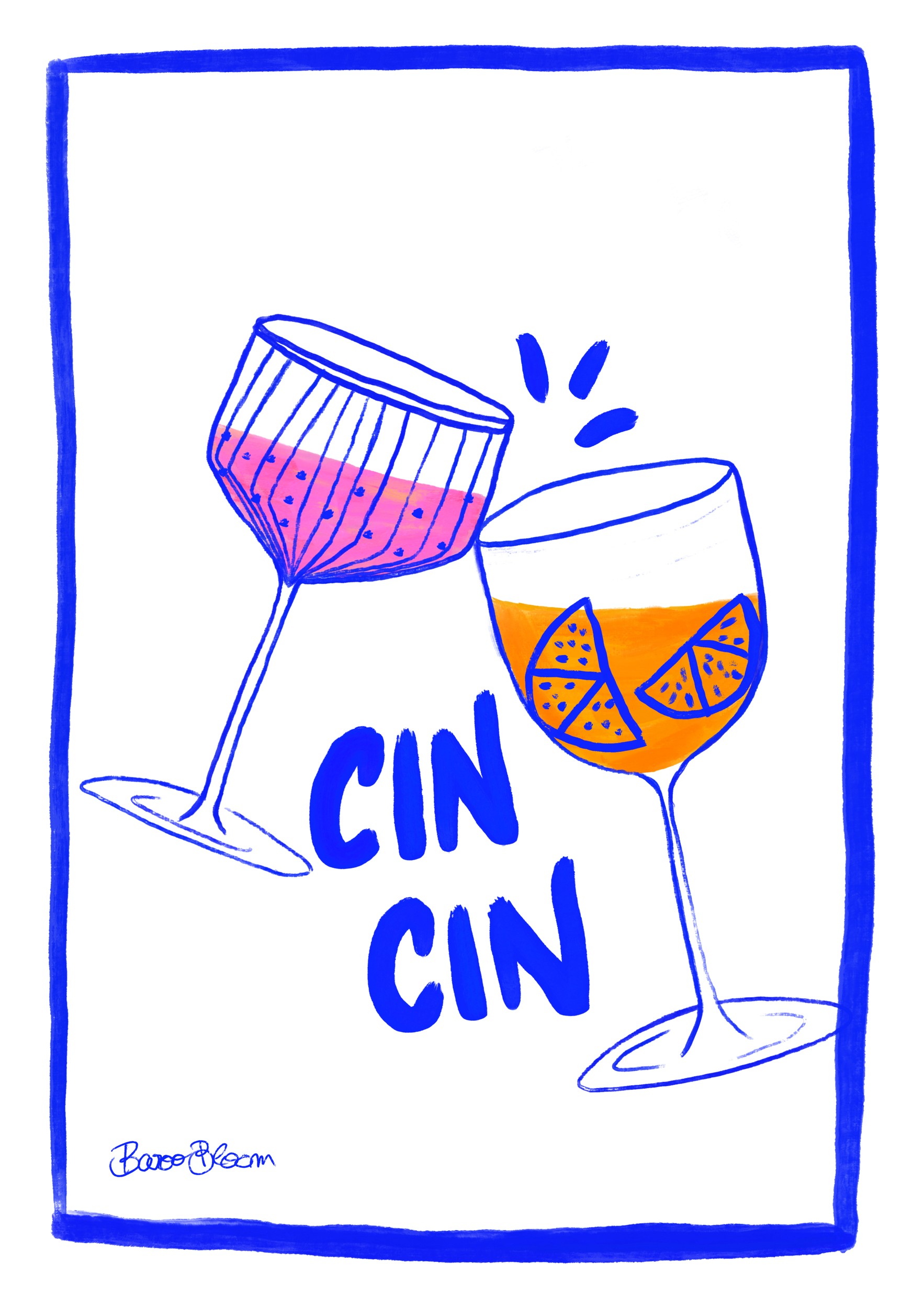 Cin Cin Cocktail Cheers by Baroo Bloom — canvas wall art