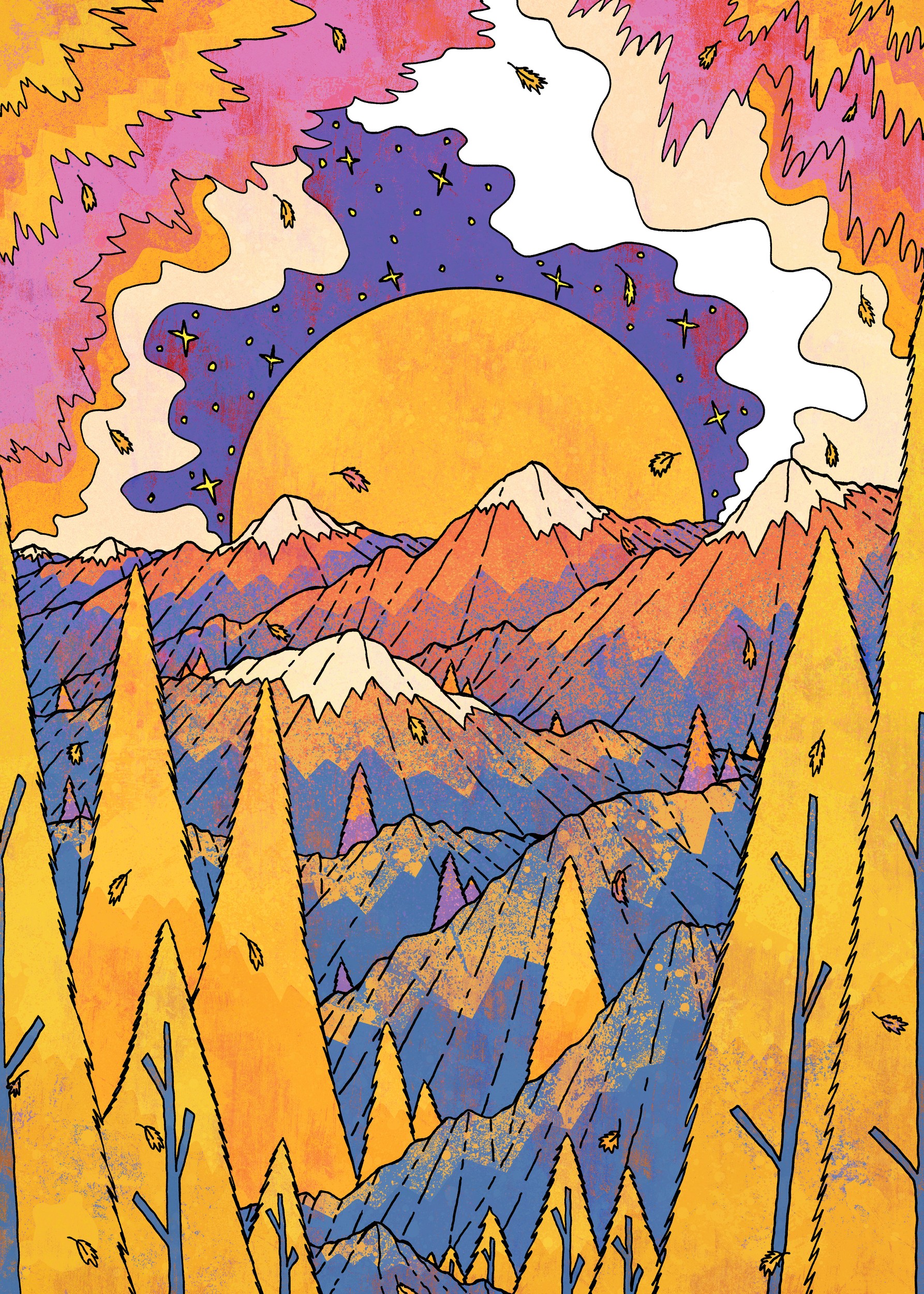 Vibrant Autumn Mountains by Stephen Wade — canvas wall art