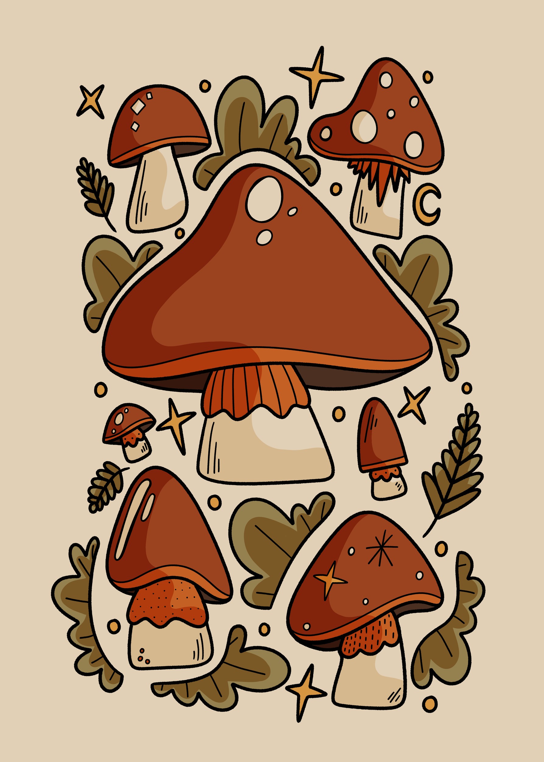 Whimsical Forest Mushrooms by Stephen Wade — canvas wall art