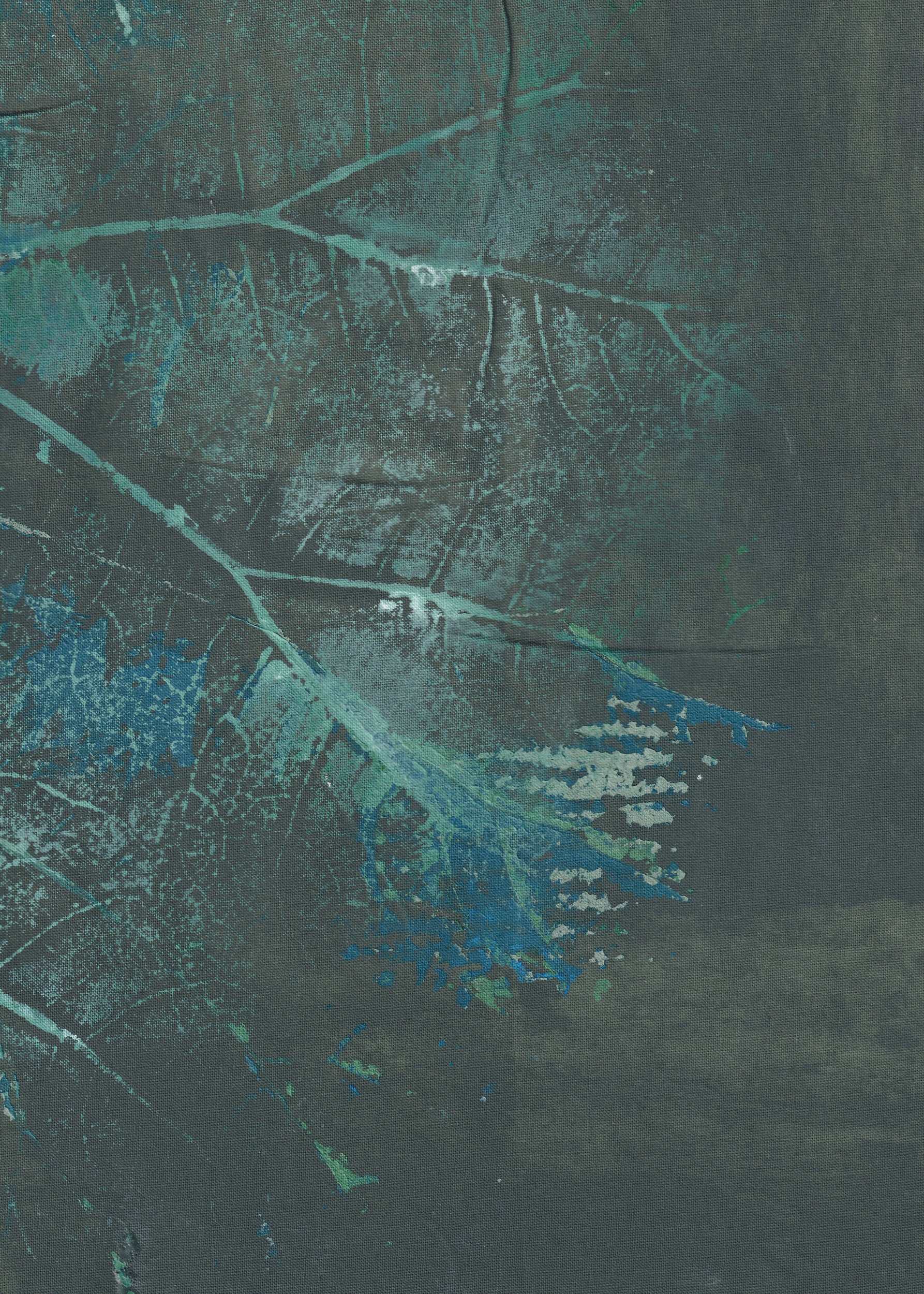 Teal Leaf Abstract by Maira Ribena — canvas wall art