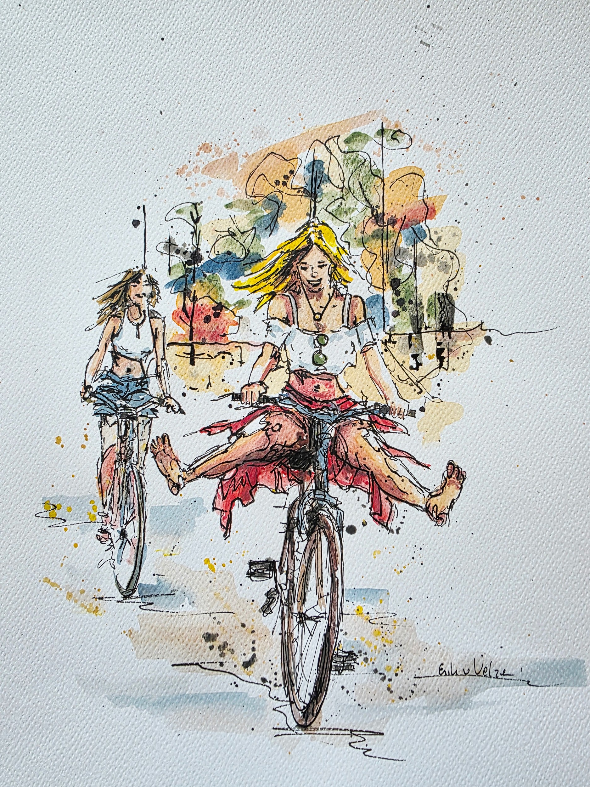 Carefree Bike Ride by Erik Van Velzen — canvas wall art