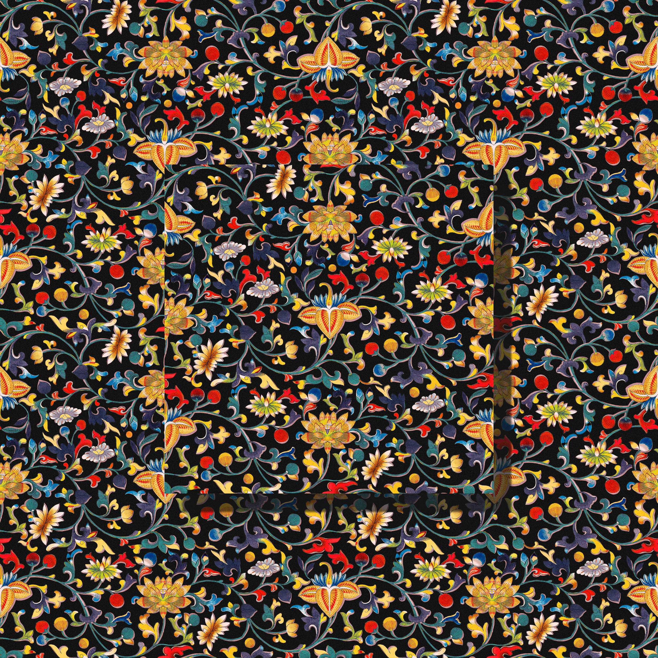 Intricate Asian Floral Pattern by Marja van den Hurk — canvas wall art