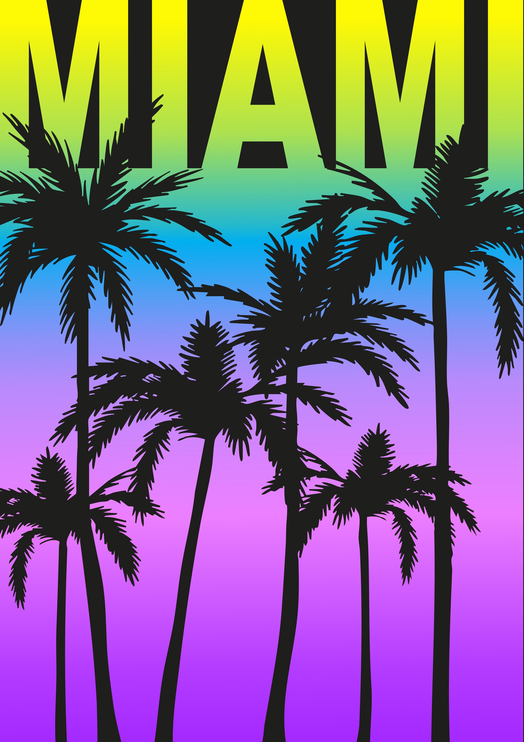 Vibrant Miami Palms by Alina Shulhouskaya — canvas wall art