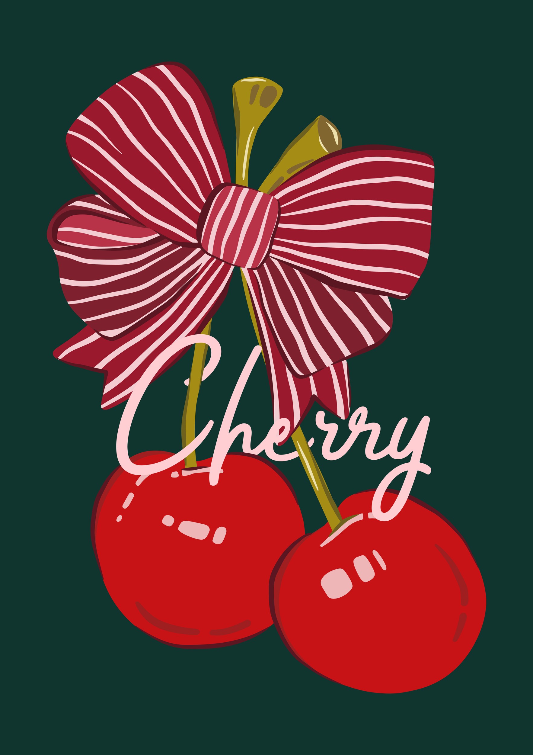 Sweet Cherry Bow by Alina Shulhouskaya — canvas wall art