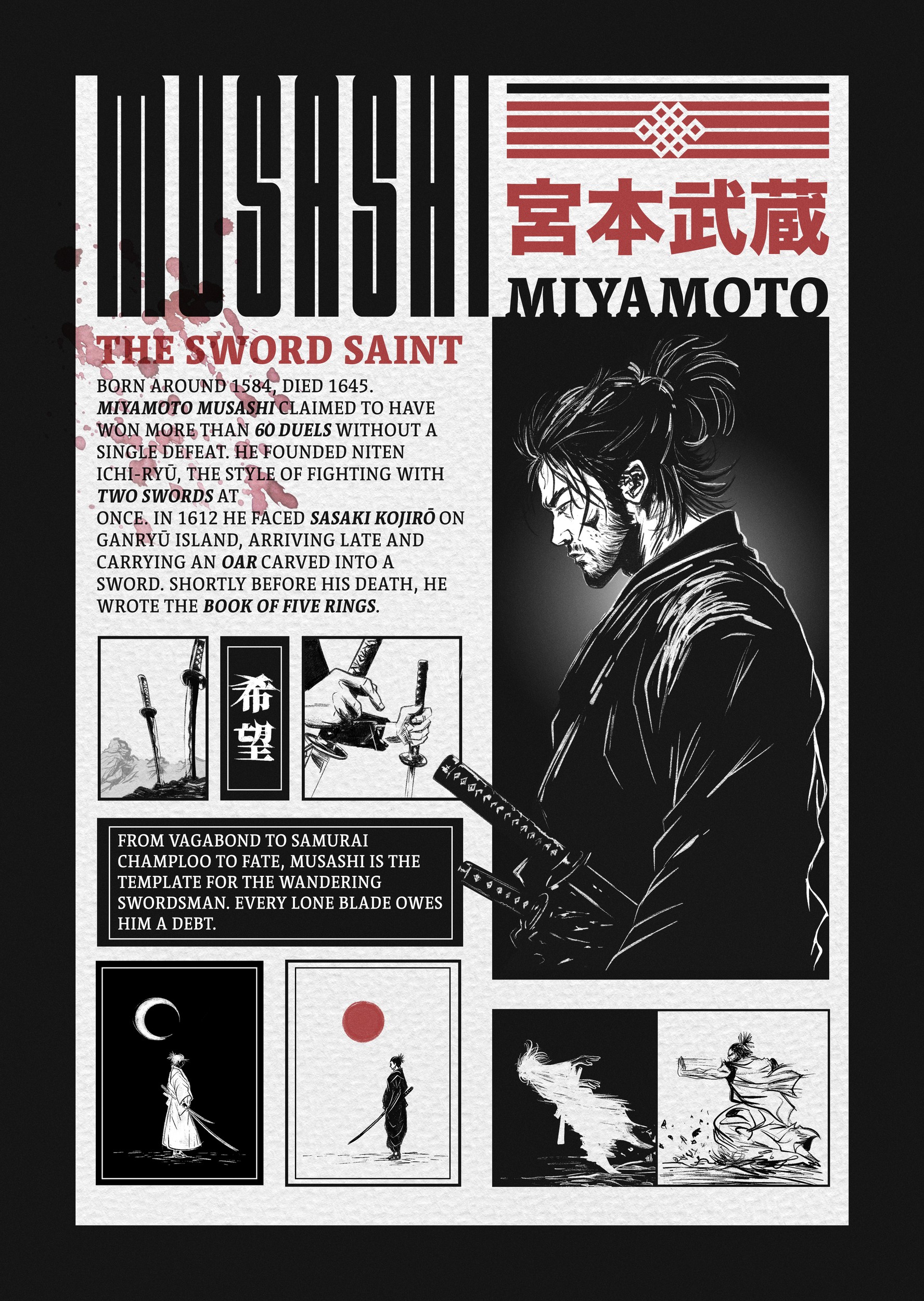Legendary Samurai Musashi by Fadil Roze — canvas wall art