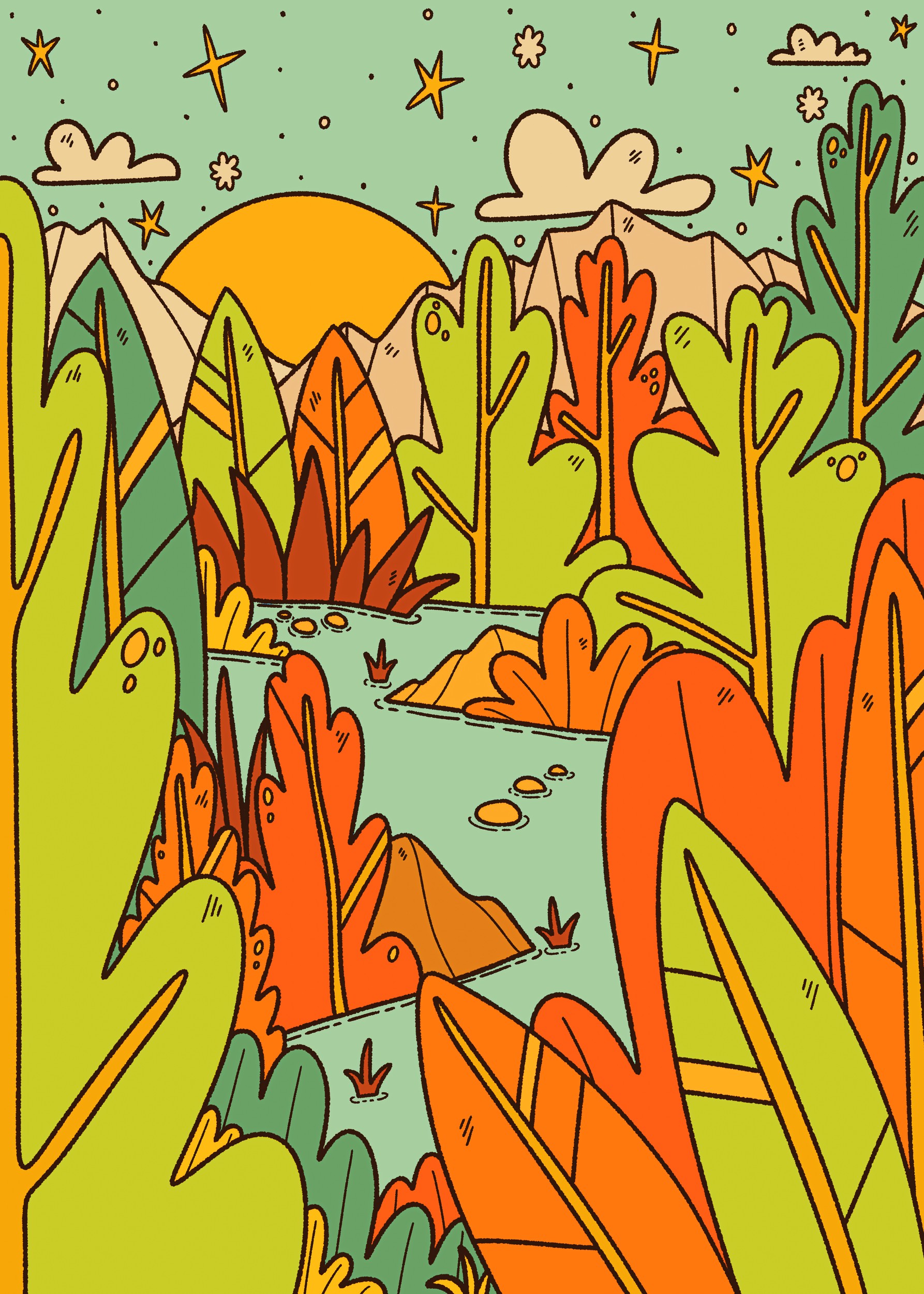 Vibrant Forest River by Stephen Wade — canvas wall art