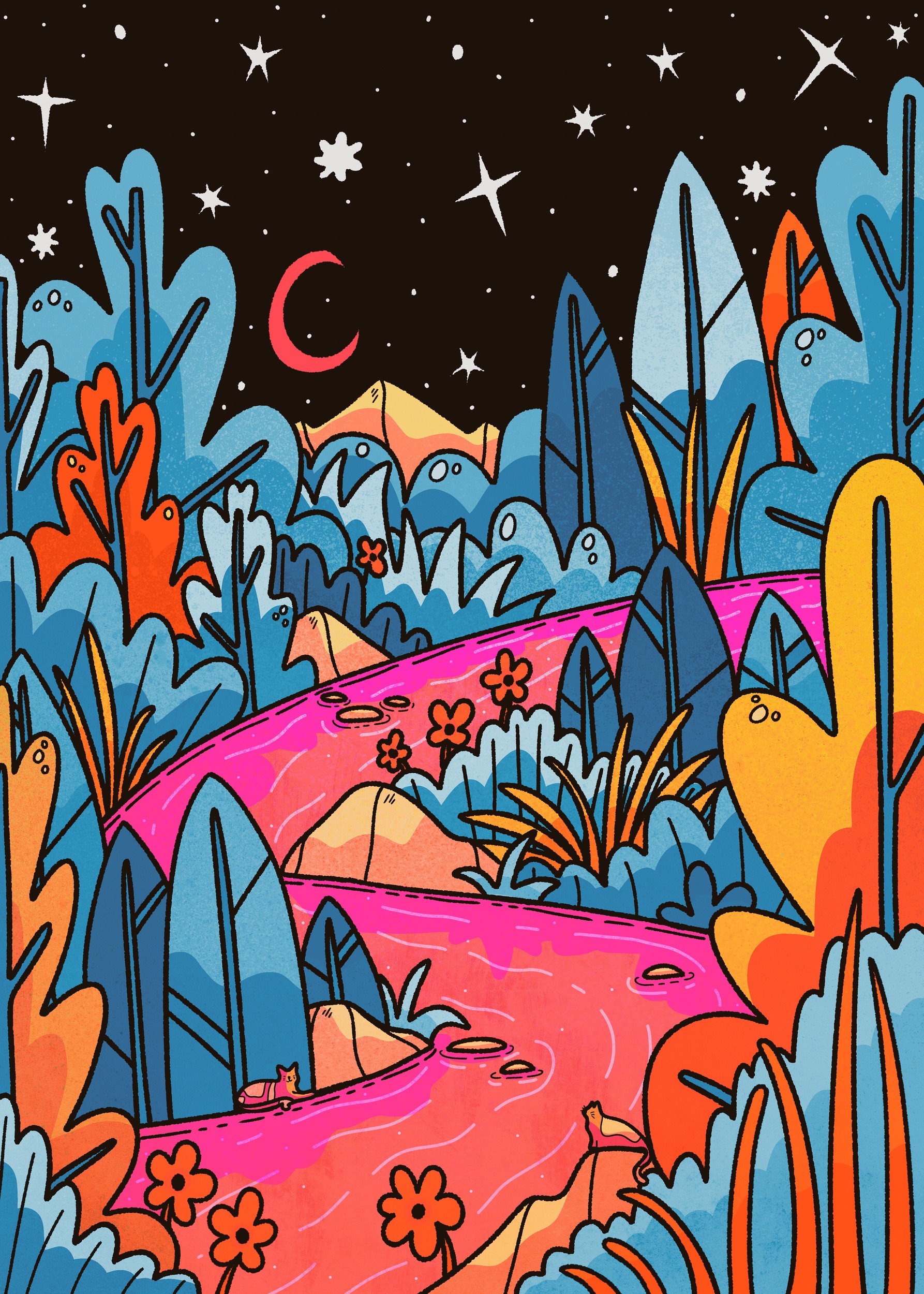 Whimsical Forest Night by Stephen Wade — canvas wall art