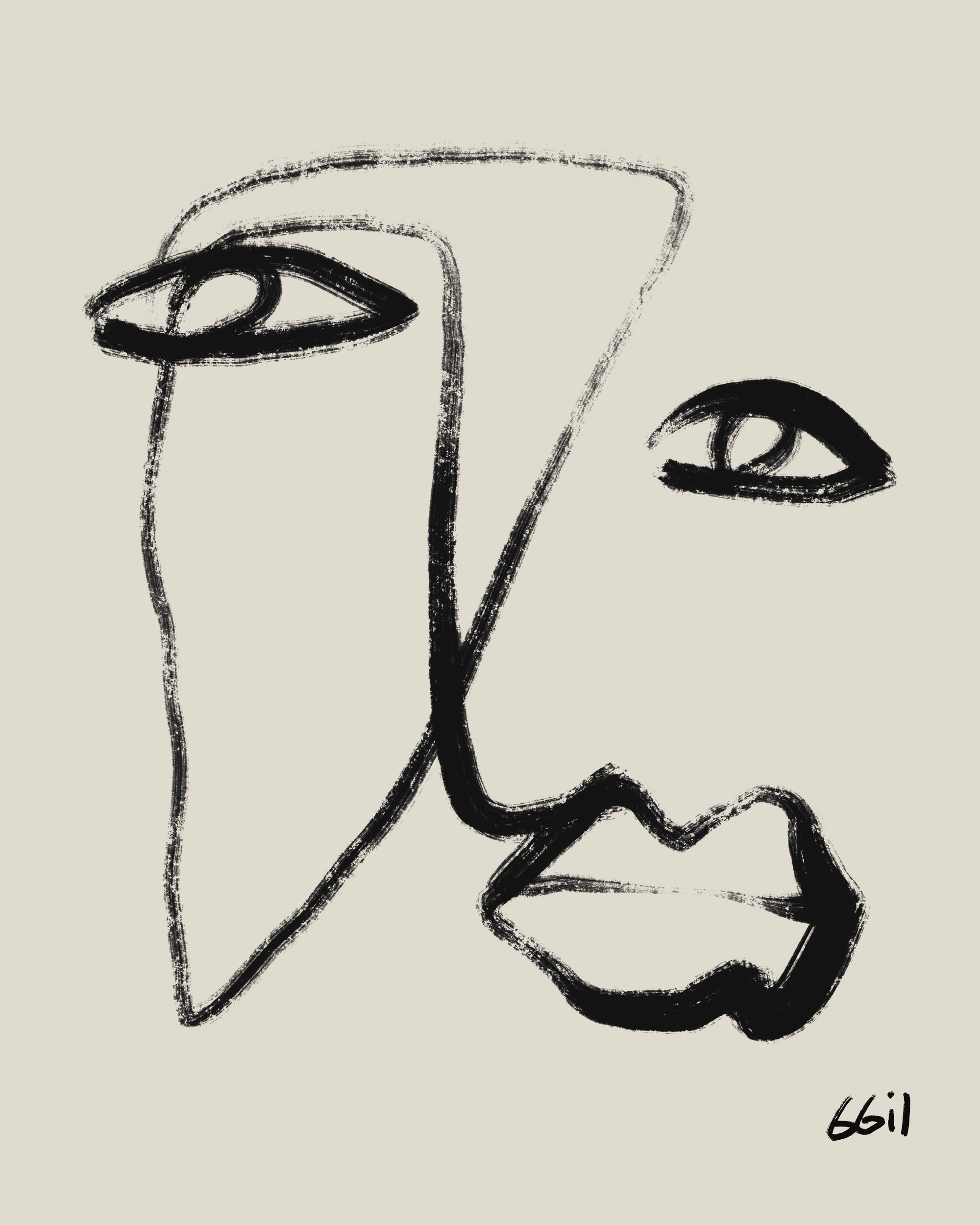 Modern Line Portrait by GIovanna Gil Alves — canvas wall art