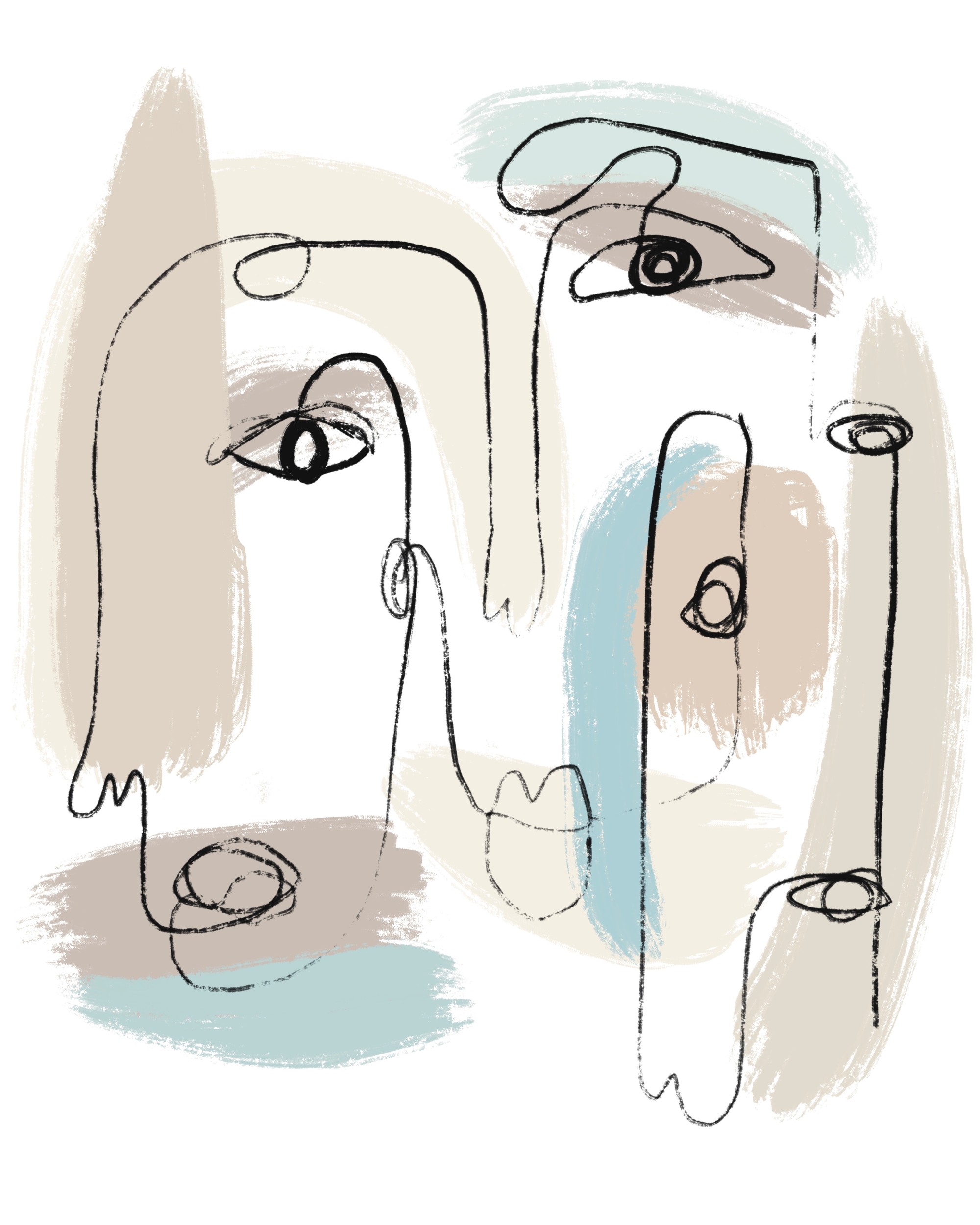 Modern Abstract Faces by GIovanna Gil Alves — canvas wall art