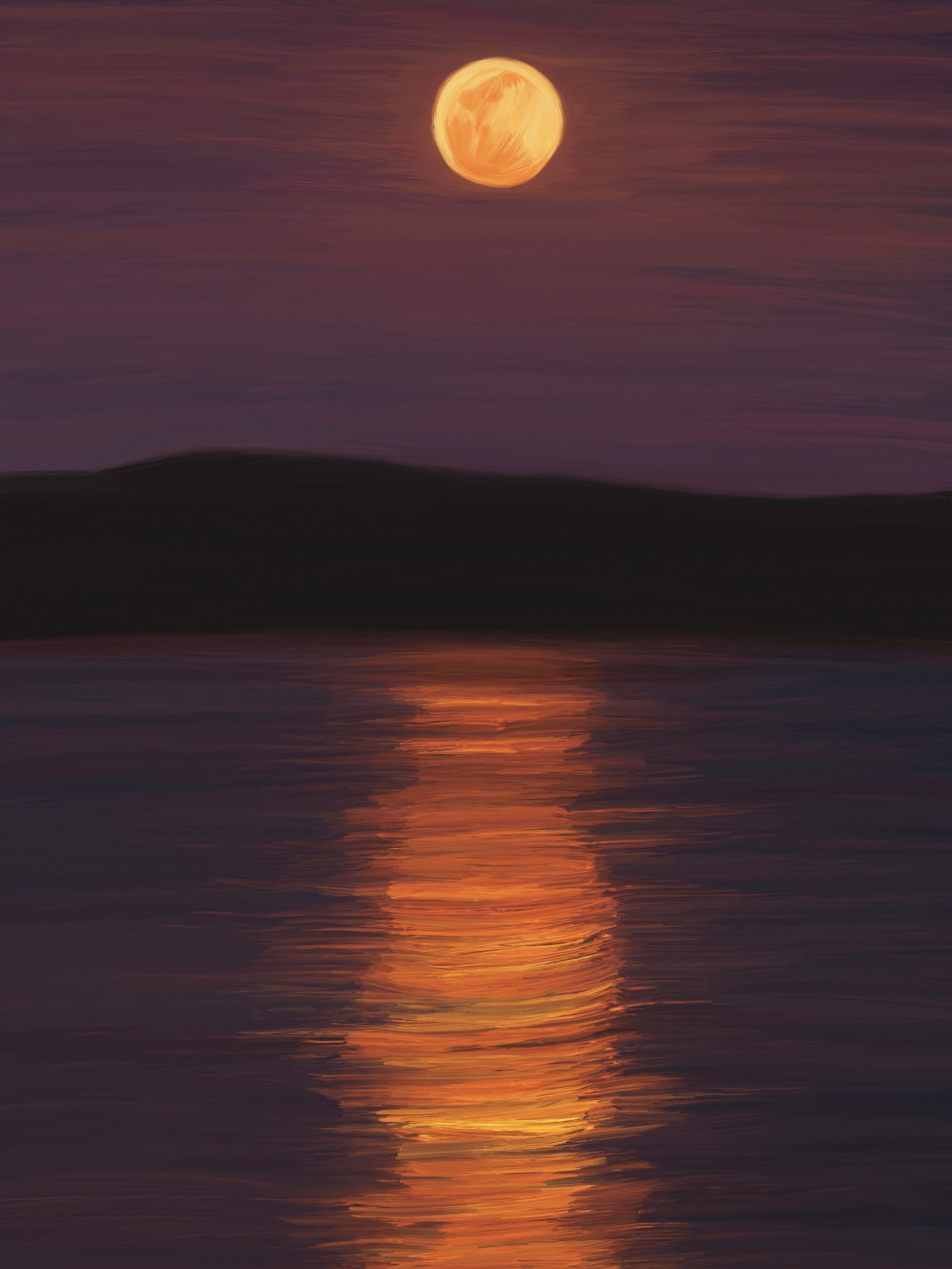 Orange Moon Over Water by GIovanna Gil Alves — canvas wall art
