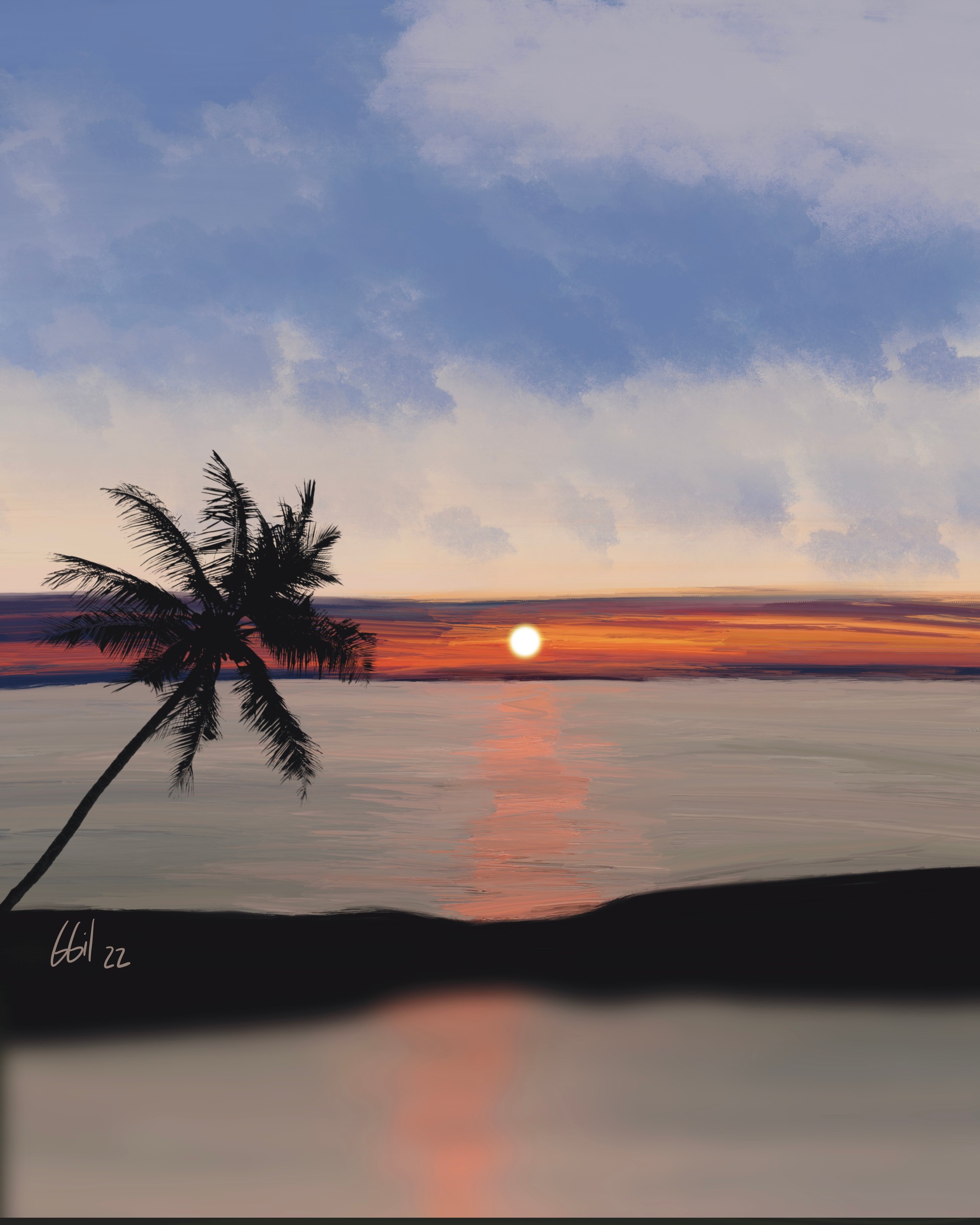 Tropical Sunset Palm Beach by GIovanna Gil Alves — canvas wall art