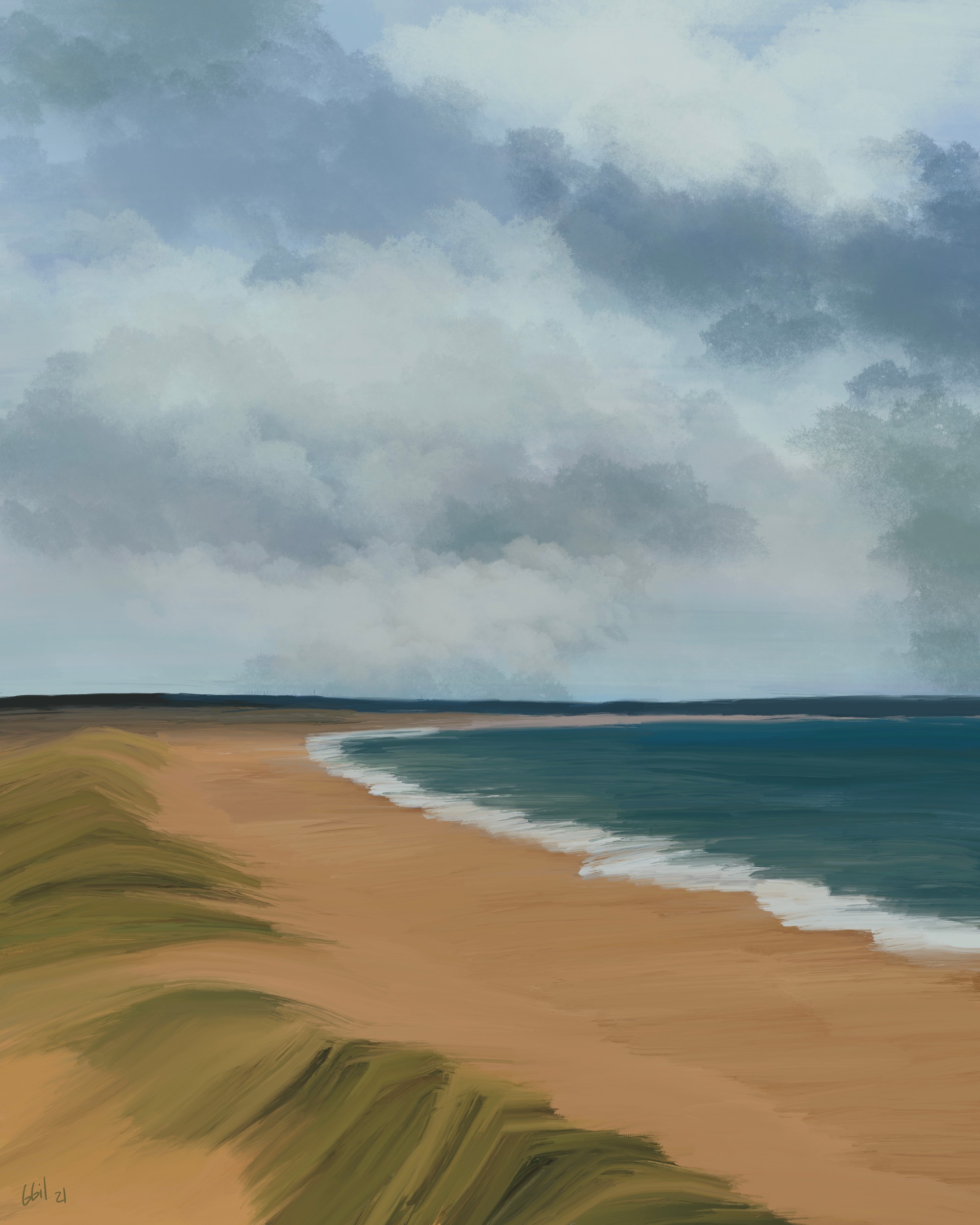 Cloudy Beach Day by GIovanna Gil Alves — canvas wall art