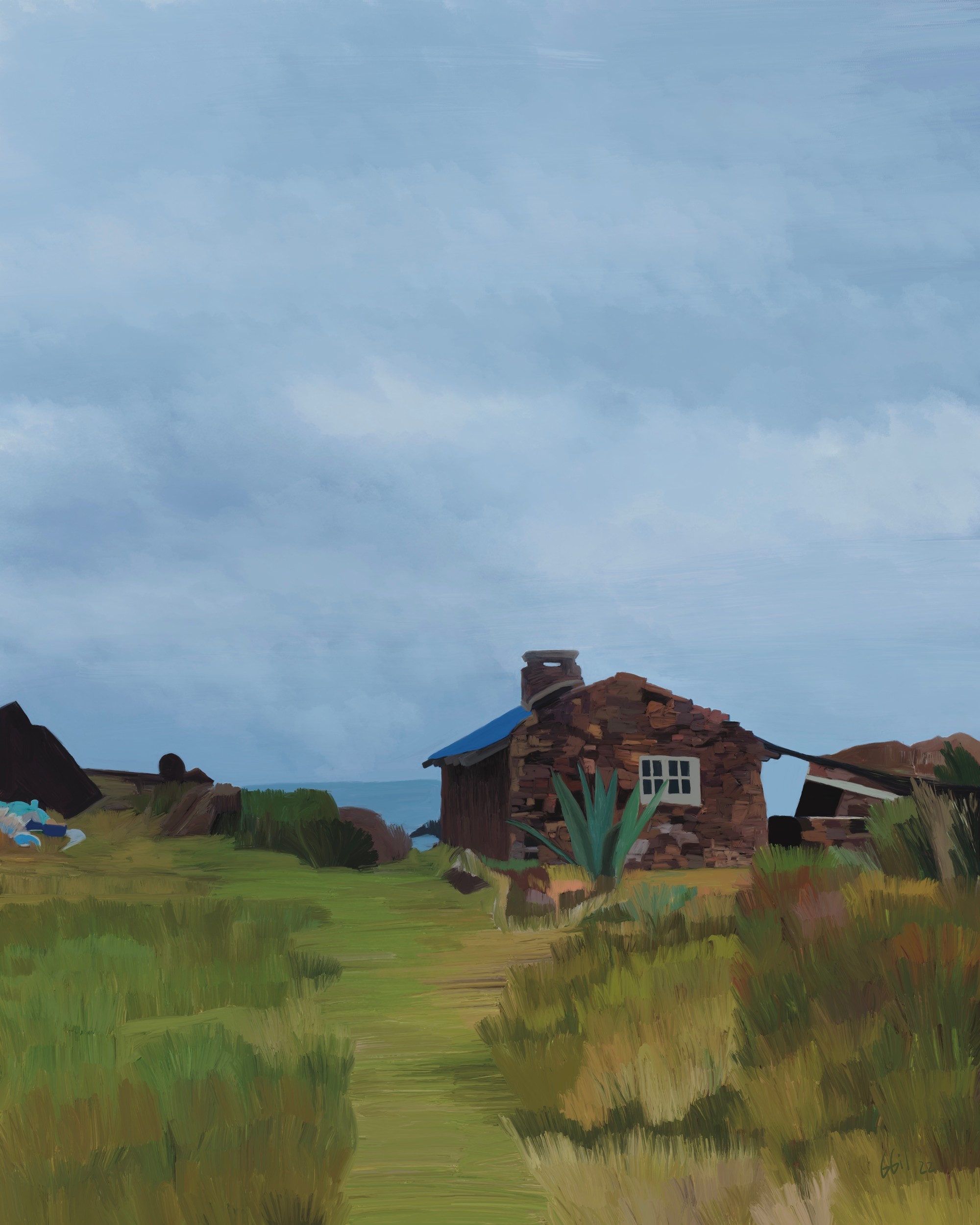 Coastal Stone House by GIovanna Gil Alves — canvas wall art